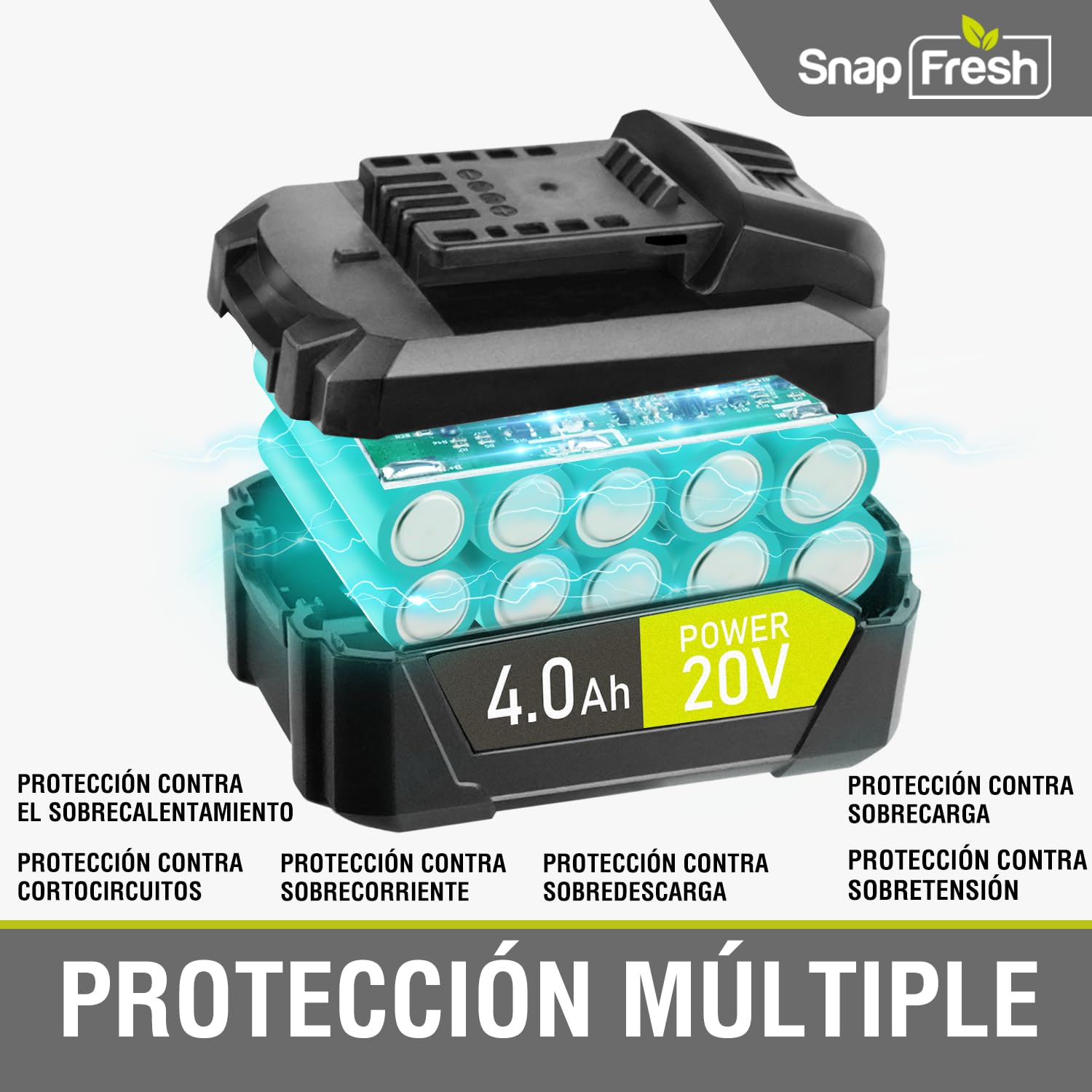 SnapFresh Batería 20V 4,0Ah Solo Disponible con la Herramienta SnapFresh20V, batería de Larga duración, batería de sin Carga rápida (BBT-DC40A)