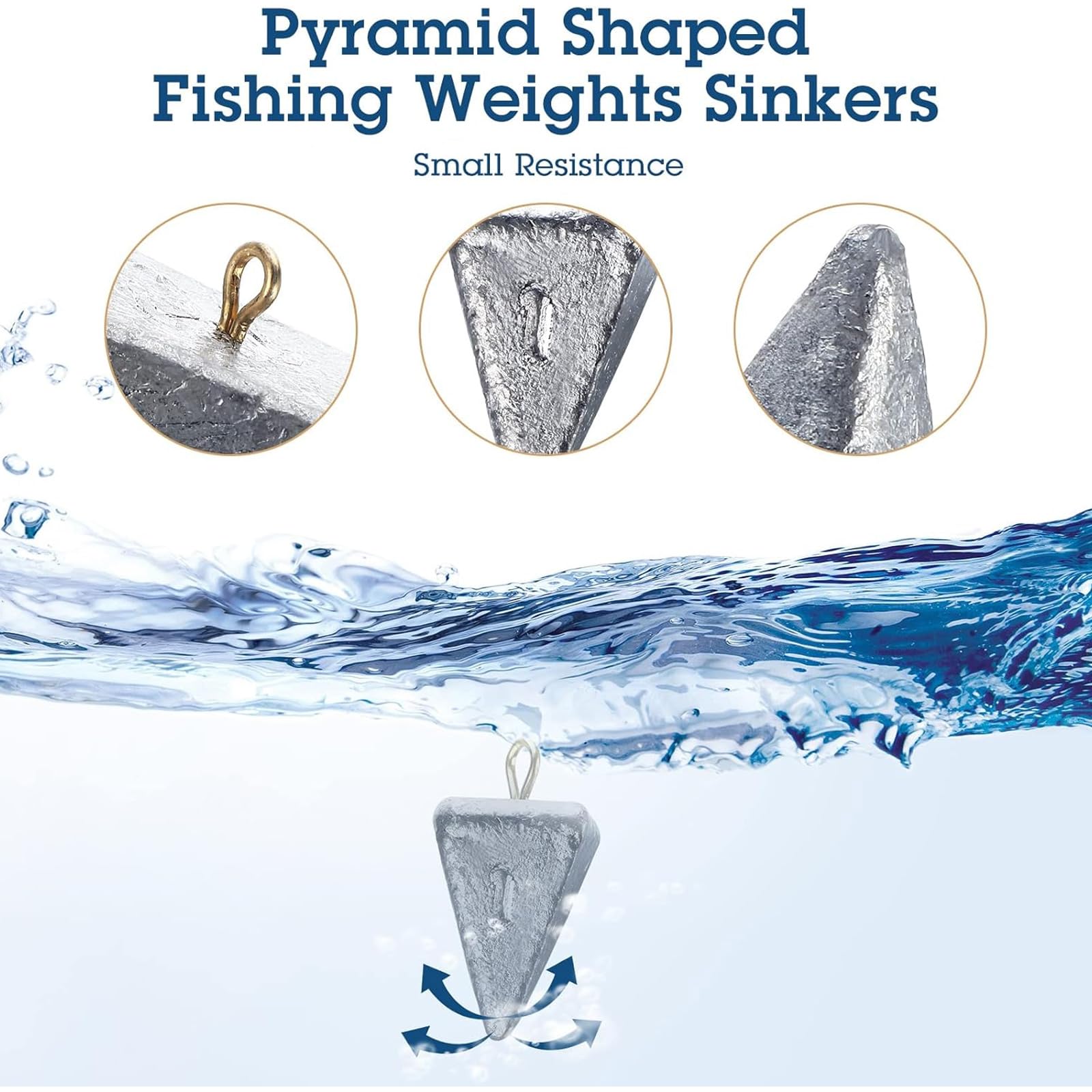 Zhanmai Kit de 42 piezas de pesas de pesca para pesca de plomo, pirámide, plomos de pesca de agua salada, plomos de pesca de róbalo, fundición en 1 oz, 3 oz, 4 oz, 6 oz