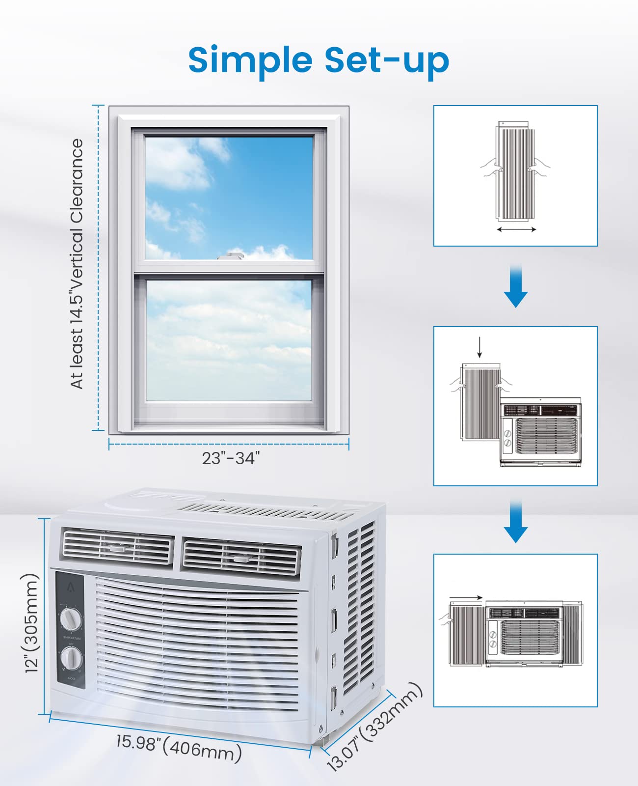 Smart 6000 BTU klimatyzator okienny z WiFi, klimatyzacja okien z pilotem zdalnego sterowania i aplikacją, funkcja timera i łatwy montaż, do pomieszczeń do 350