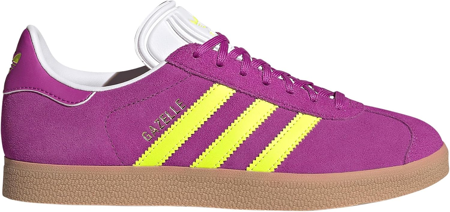 adidas Originals Gazelle Women’s Shoes, Purple Burst/Solar Yellow/Off White, Size 6