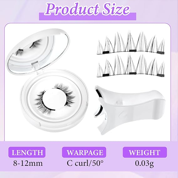 Magnetic Eyelashes with Applicator Reusable Magnetic Lashes No Glue Needed MagneticEyelashes without Eyeliner Cat Eye Natural Look MagneticLashes Kit Easy to Wear and Remove