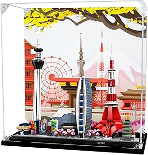 Acrylic Display Case for Lego Architecture Skylines: Tokyo 21051,Dustproof Display Box Compatible Lego,Model Showcase Gift (Background(30*13*30))