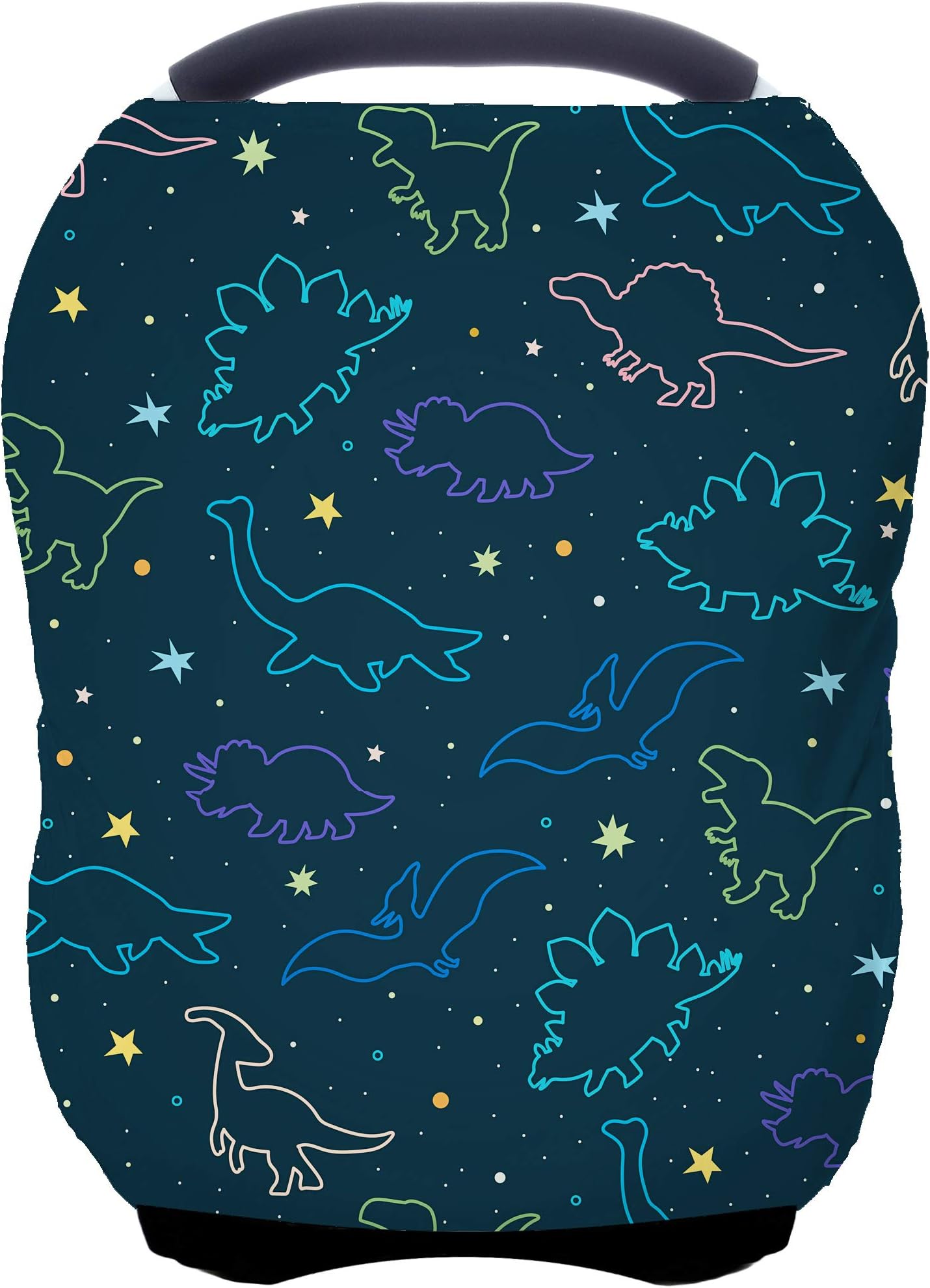 Car Seat Covers Canopy Cover - Multi-use Cover Carseat Canopy, Breathable Breastfeeding Cover, Car Seat Covers for Bbies, Boys & Girls Shower Gifts (Dark Blue Dinosaur)