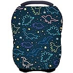 Car Seat Covers Canopy Cover - Multi-use Cover Carseat Canopy, Breathable Breastfeeding Cover, Car Seat Covers for Bbies, Boys & Girls Shower Gifts (Dark Blue Dinosaur)