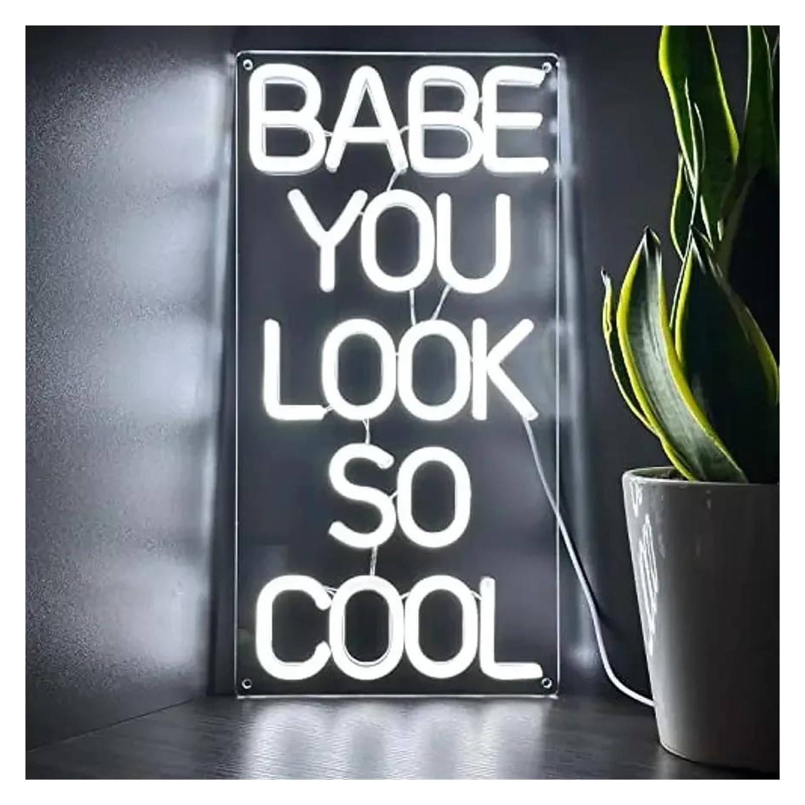 SHOUXI Sign Lamp Babe You Look So Cool Neon Light for Room Aesthetic Girls Room Wall Decor 20x40cm
