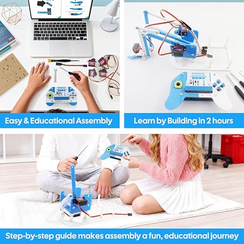 Miniatura 3 de Microbit - Kit de brazo robótico inteligente, kit de construcción de brazo mecánico programable 4DF para principiantes, aficionados a aprender