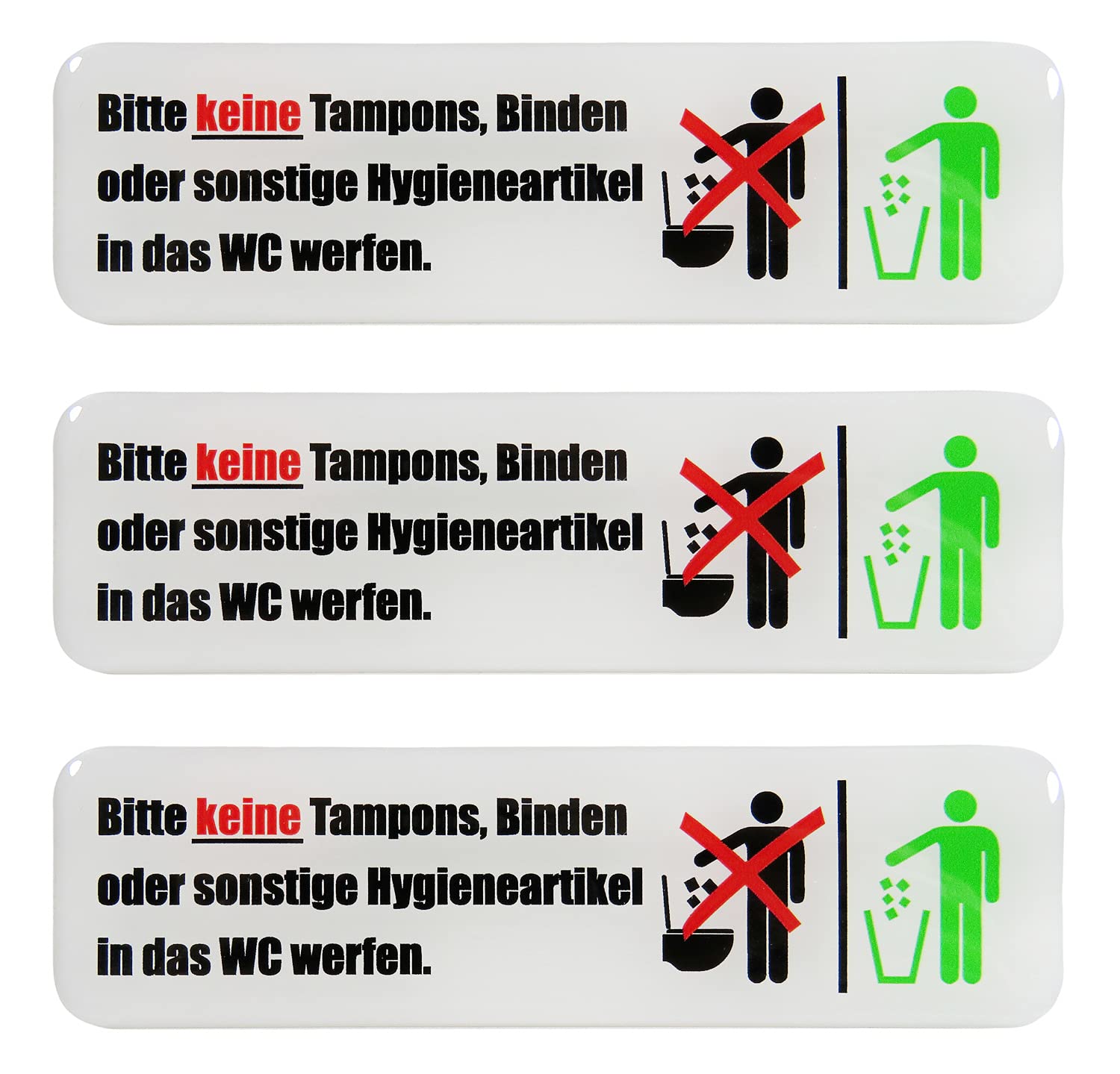 BIKE-label 3D Klo Aufkleber 80x80 Mm 4er Set - Keine Hygieneartikel Ins WC
