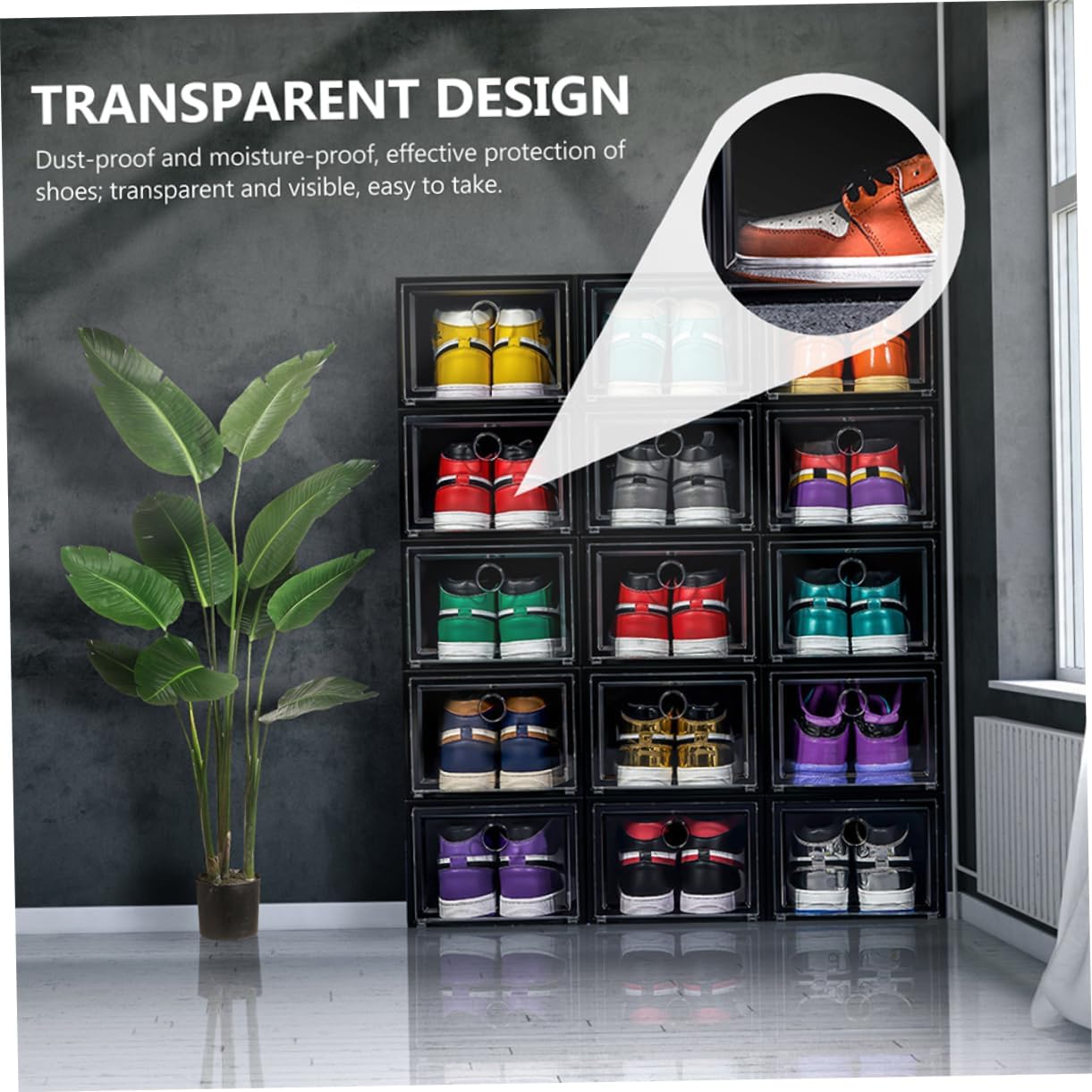 MAGICLULU 6Pcs Stacked Shoe Storage Boxes PP Plastic Organizers for Sneakers Space Saving Design Capacity and Wear Shoe Cases for Home Use