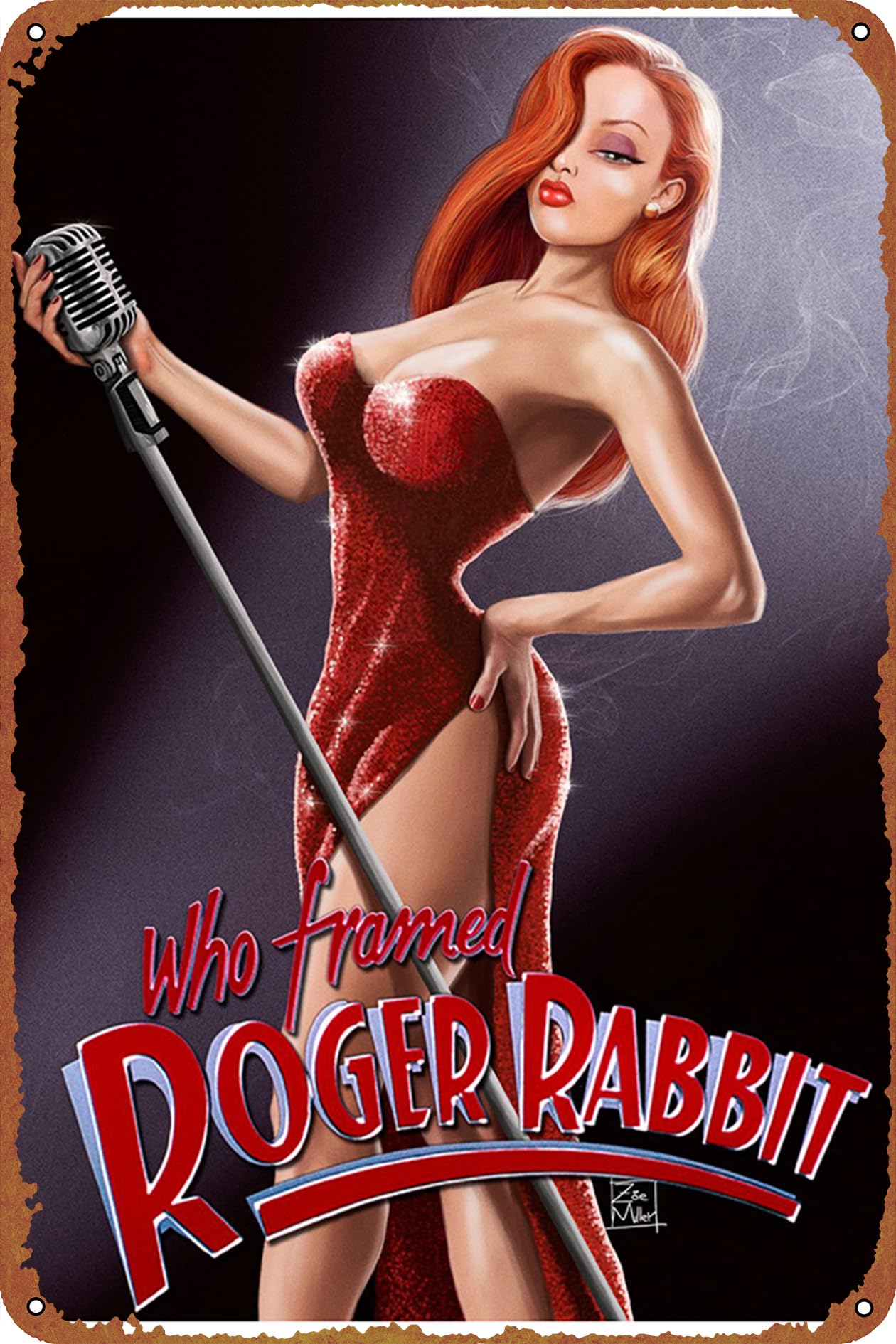 IEITB Who Framed Roger Rabbit Poster Metal Tin Logo Vintage Metal Poster Family Club Bar Cafe Bedroom Wall Decoration Gift 8x12 inches