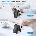 SHIELDON Genuine Leather Strong Magnetic Wallet, Adjustable Stand, 6 Card Holders, RFID Blocking, Mag Card Case Wallet for Men Women Compatible with iPhone 17/16/15/14/13/12 Series - Retro Black