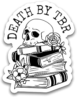 (3pcs) Death by TBR Sticker, Book Lover Sticker, Book Nerd Sticker, Bookish Sticker, Skull Sticker, Funny Skull Stickers, Kindle Stickers, Reading Stickers, Bookish Stickers, Bookish Water Assistant Die-Cut Vinyl Stickers for Laptop, Phone,Water Bottles, Skateboard, Bookish Stickers for Kindle, Book Stickers for Adults, Bookish Gifts for Book Lovers Boys and Girls (Size 2")
