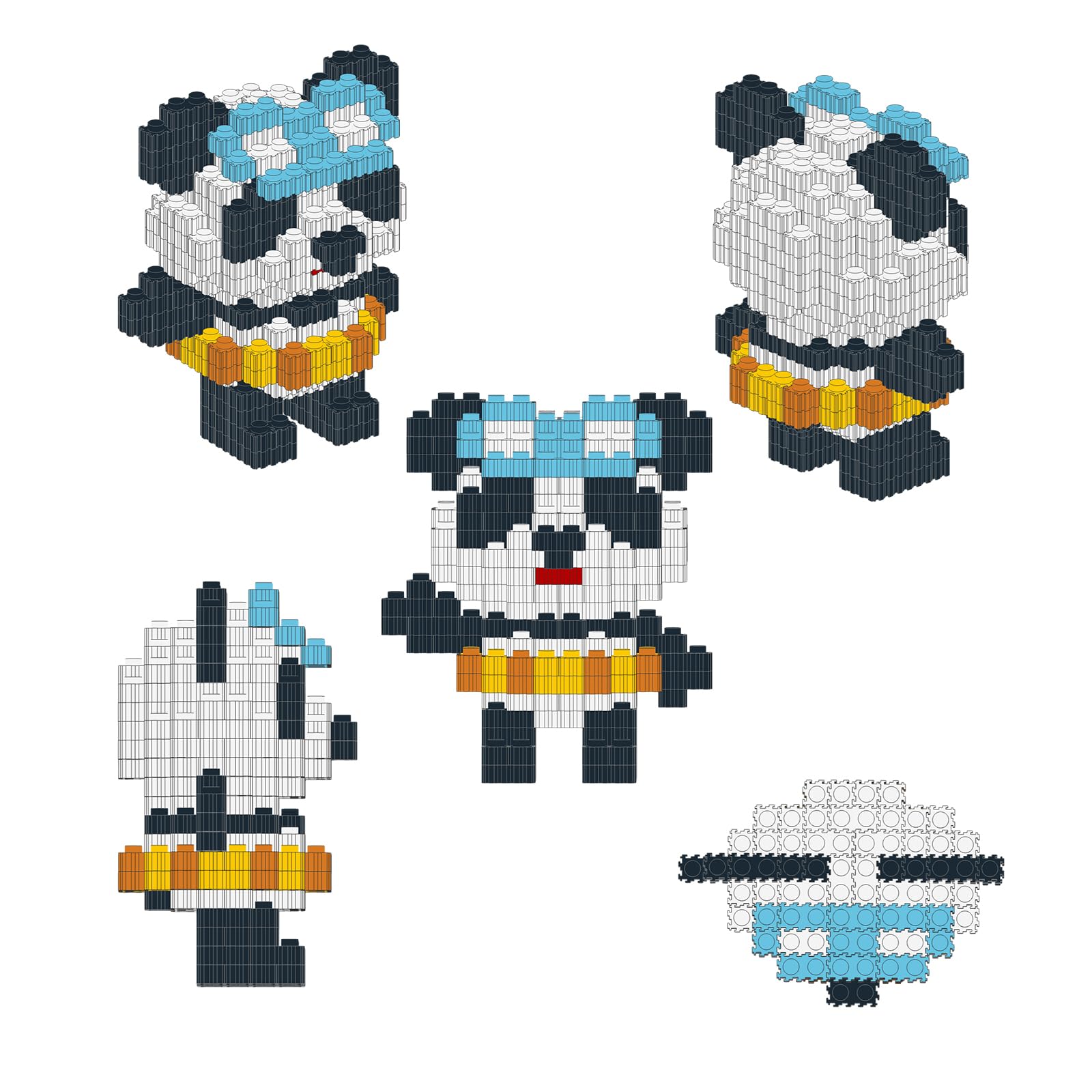 Larcele Micro Building Blocks Animal Set, DIY Mini 3D Building Toy Bricks,329 Dots KLJM-10 (Panda 5394) - Image 3