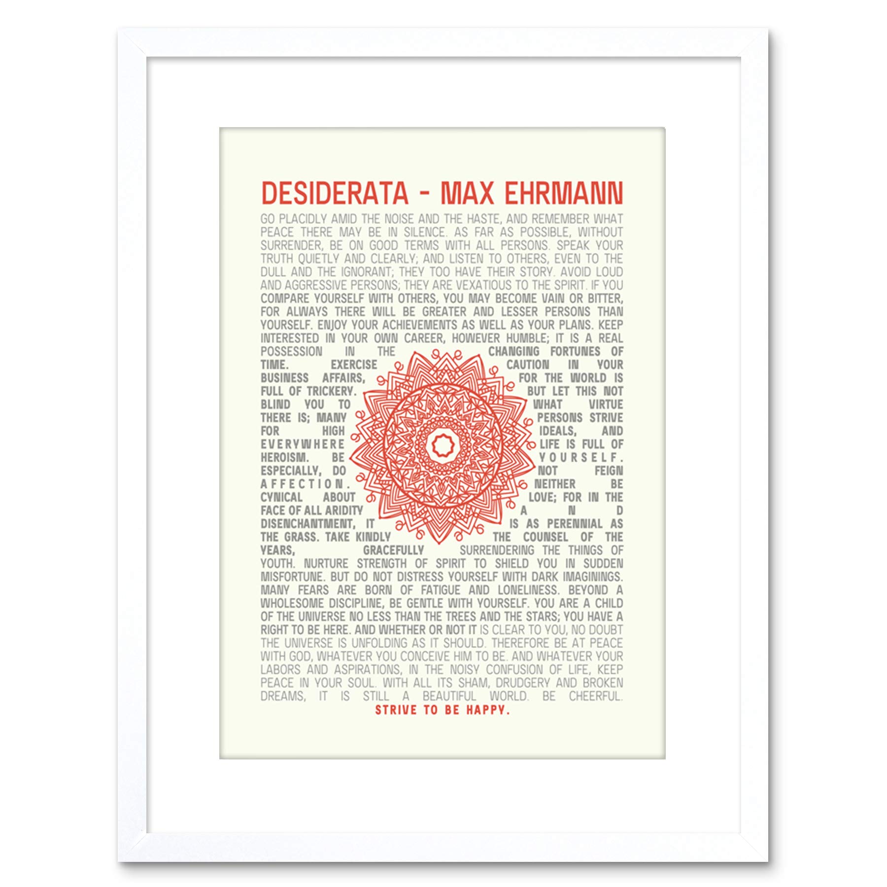 Wee Blue Coo QUOTE DESIDERATA MANDALA EHRMANN TYPOGRAPHY FRAMED ART PRINT F97X13483
