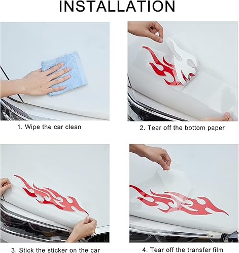 Miniatura 6 de TOMALL 2 calcomanías reflectantes de llama de 15.7 in para automóvil, carreras de llamas, calcomanías deportivas de rayas para carrito de golf,