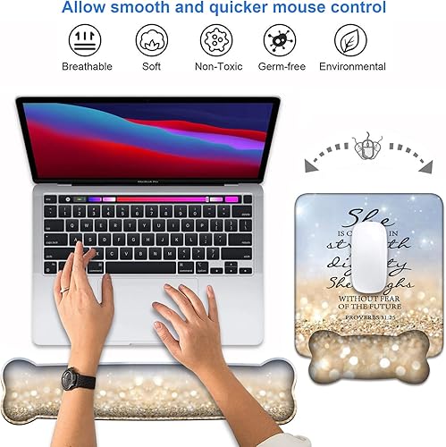 Miniatura 4 de Soporte ergonómico para reposamuñecas de gel y teclado de espuma viscoelástica, base de poliuretano de goma antideslizante para el hogar, oficina,