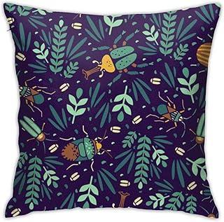 Elsaone Kid Room Decor Pillowcase Insect Beetle Art Cotton Square Throw Pillow Cover para la Cama Sofá Silla Fundas de colchón 18 X 18 Pulgadas