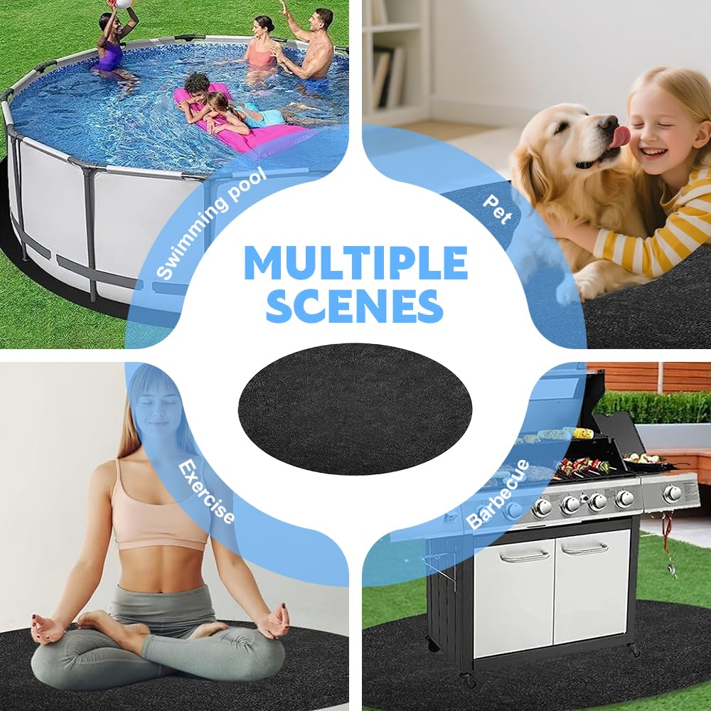 Pool Unterlage Outdoor, 305 cm Pool Unterlegmatte, Pool Bodenplane Runden, Faltbarer Bodenschutzmatte Pool, Wasserabsorbierende Filzmatte, Poolmatten Schutzboden für Easy Set & Frame Pools