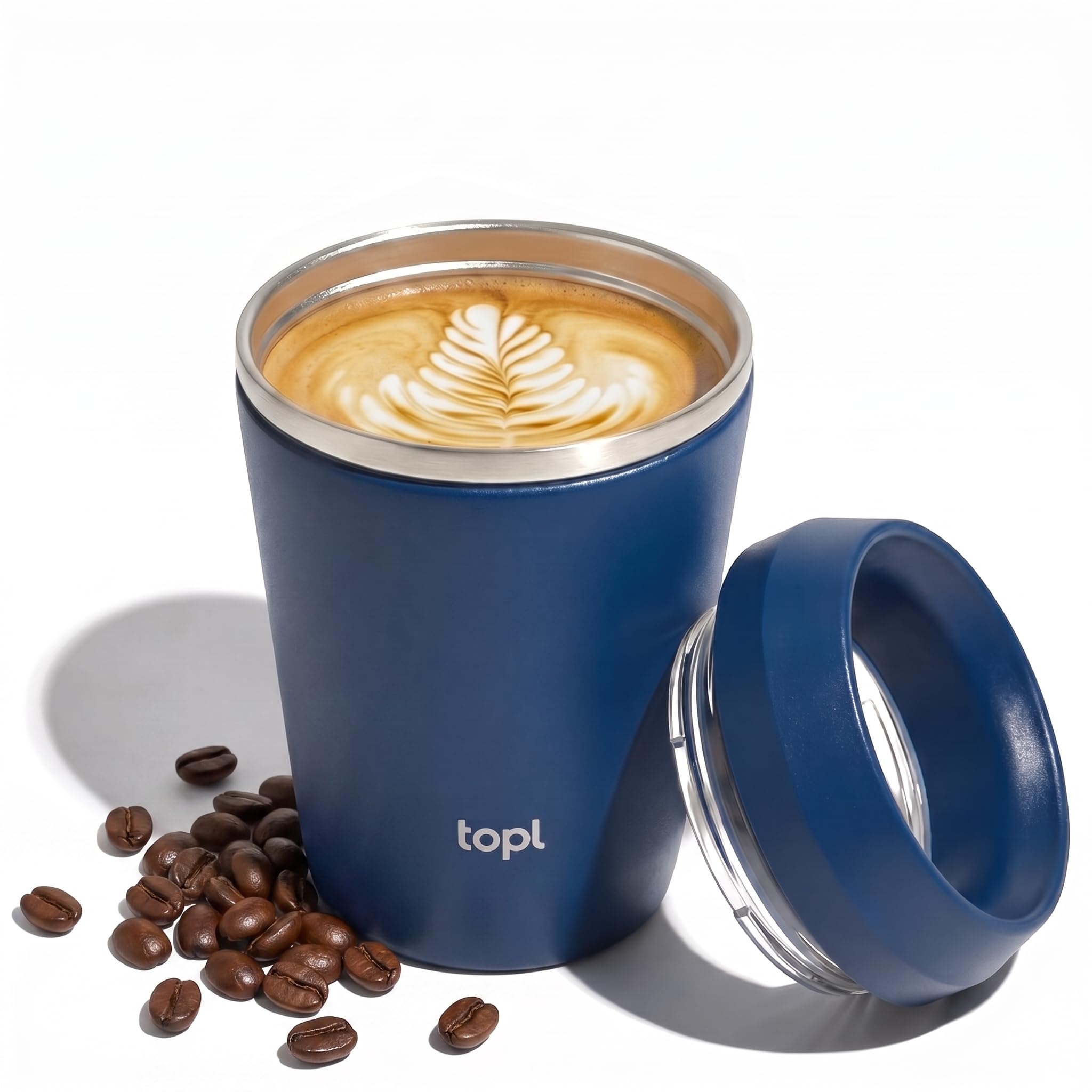 Topl To Go Gobelet breveté en acier inoxydable avec couvercle 360° 235 ml (Taille unique) (bleu marine)