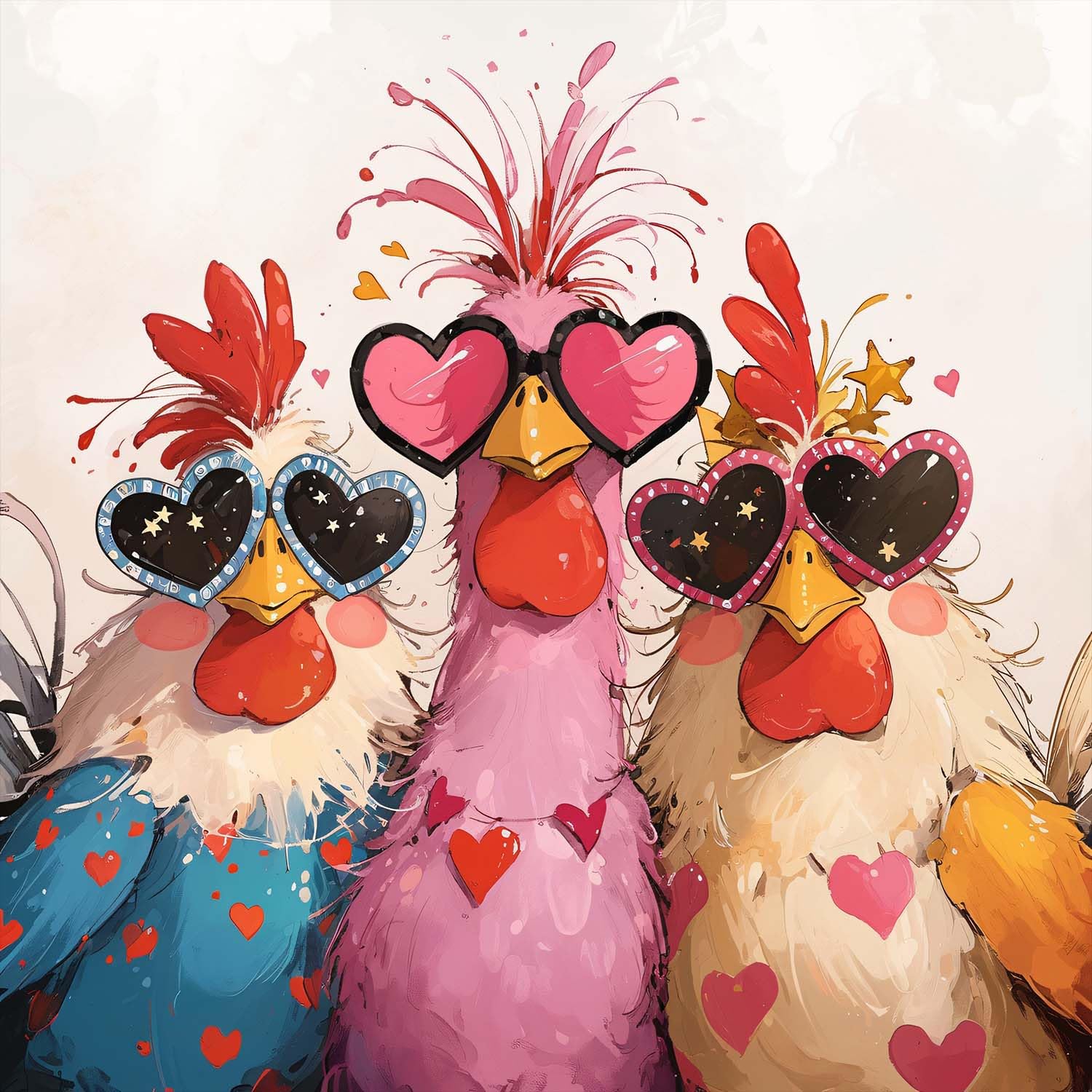 Foxkiss Chicken Diamond Art Painting Kits For Adults, Cute S Full Drill Diamond Dots Paintings For Beginners, Funny Farm Animal Round 5D Paint With Diamonds Pictures Gem Art Painting Kits Diy Crafts 14X14in