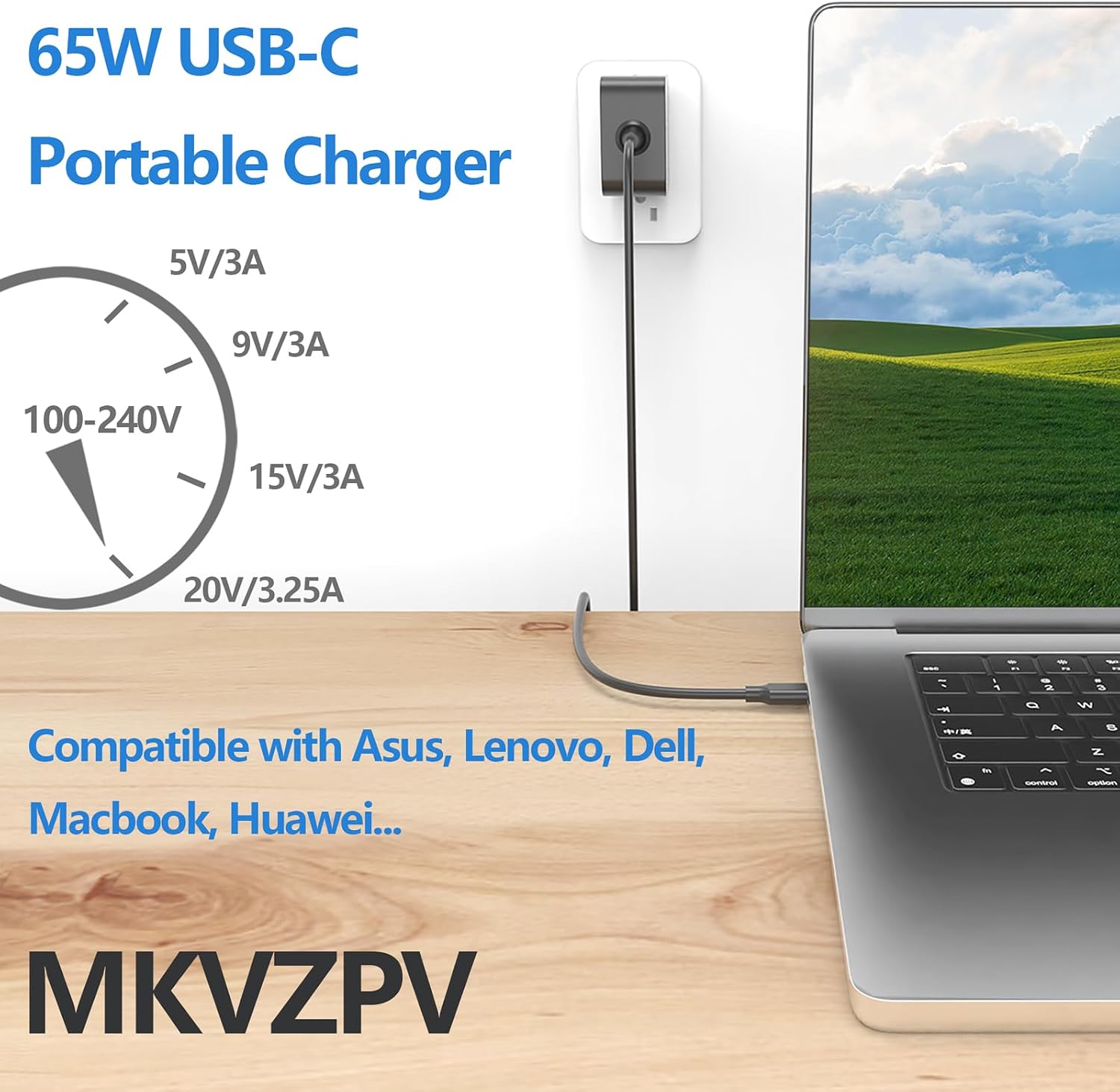 65W 20V 3.25A Type C AC Adapter ADL-65A1 for ASUS Chromebook ExpertBook Vivobook Zenbook 13 14 S14 16 S16 CR11 CR12 CZ11 Laptop Charger