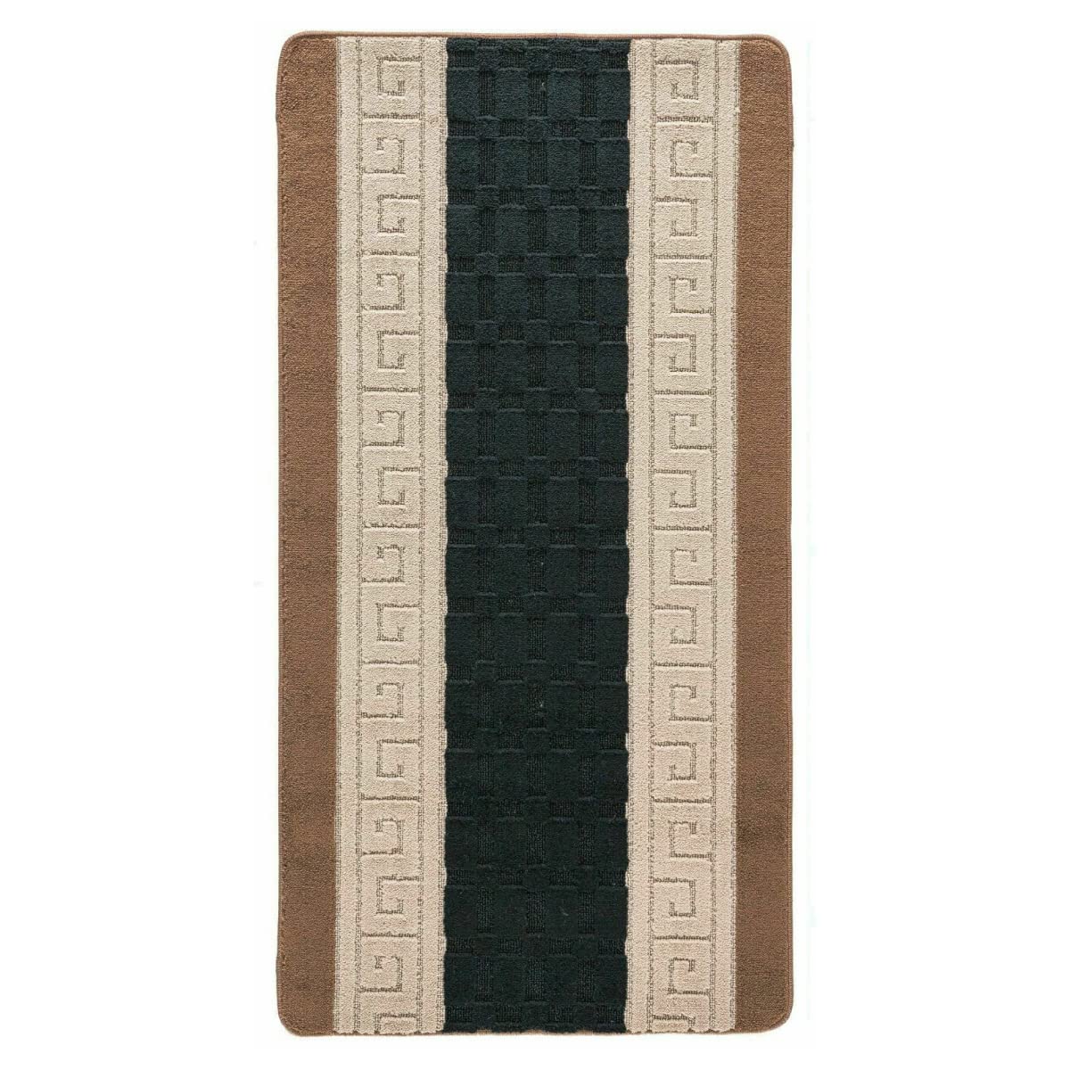 PHP Anti-Slip Area Rugs, 120 x 150 cm Washable Runner for Underlay Corridor - Geometric Gel Back Area Rug Carpet for Bedroom, Kitchen and Home Decor Accessories -Black Beige
