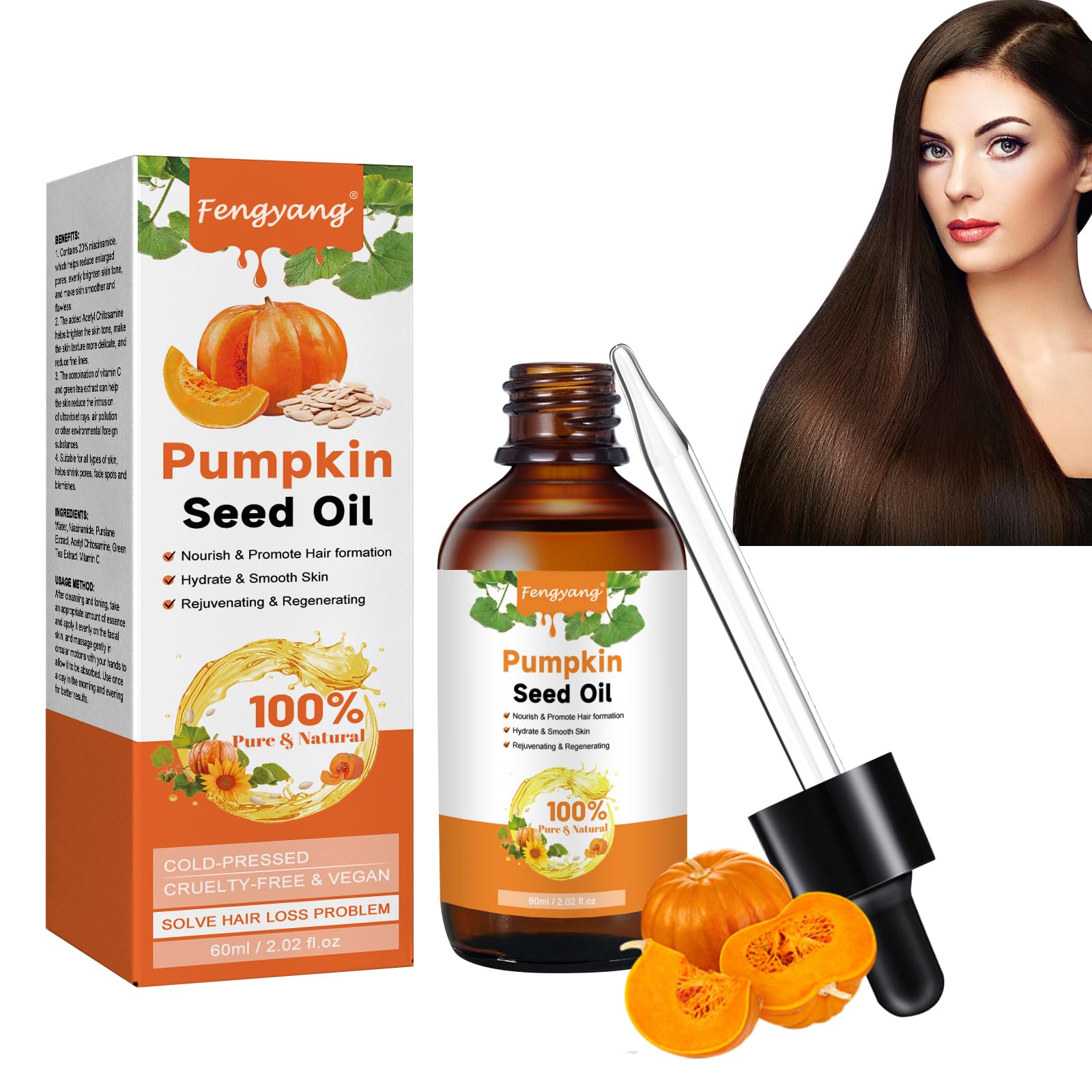 Fengyang Aceite de semilla de calabaza para el cabello, Aceite esencial para el cabello, Aceite esencial de semillas de calabaza para el crecimiento del cabello