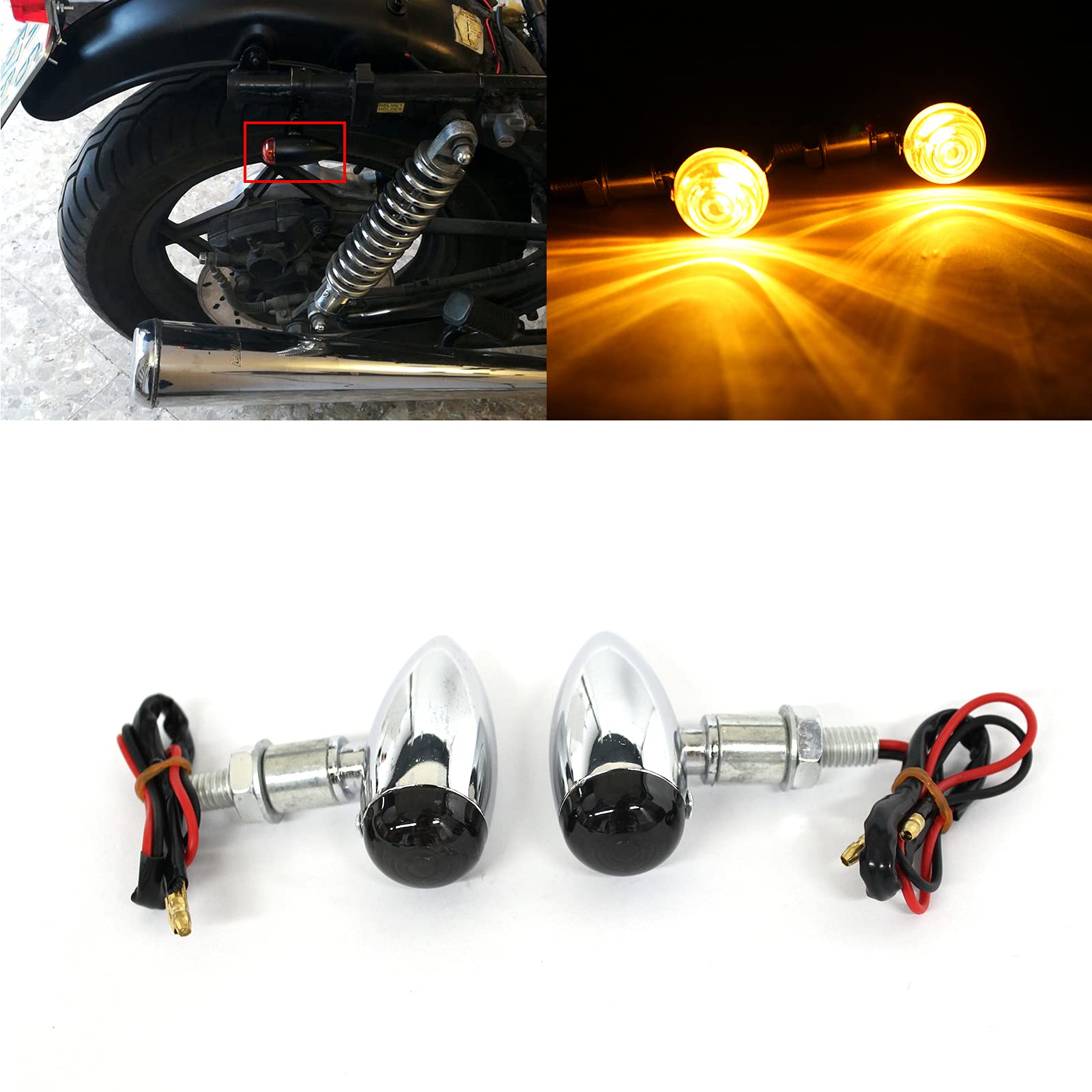 4 x Indicatori di Direzione Mini Frecce Fanali Impermeabile Antiurti per Moto Bobber Scooter Cruiser Quad Off Road.
