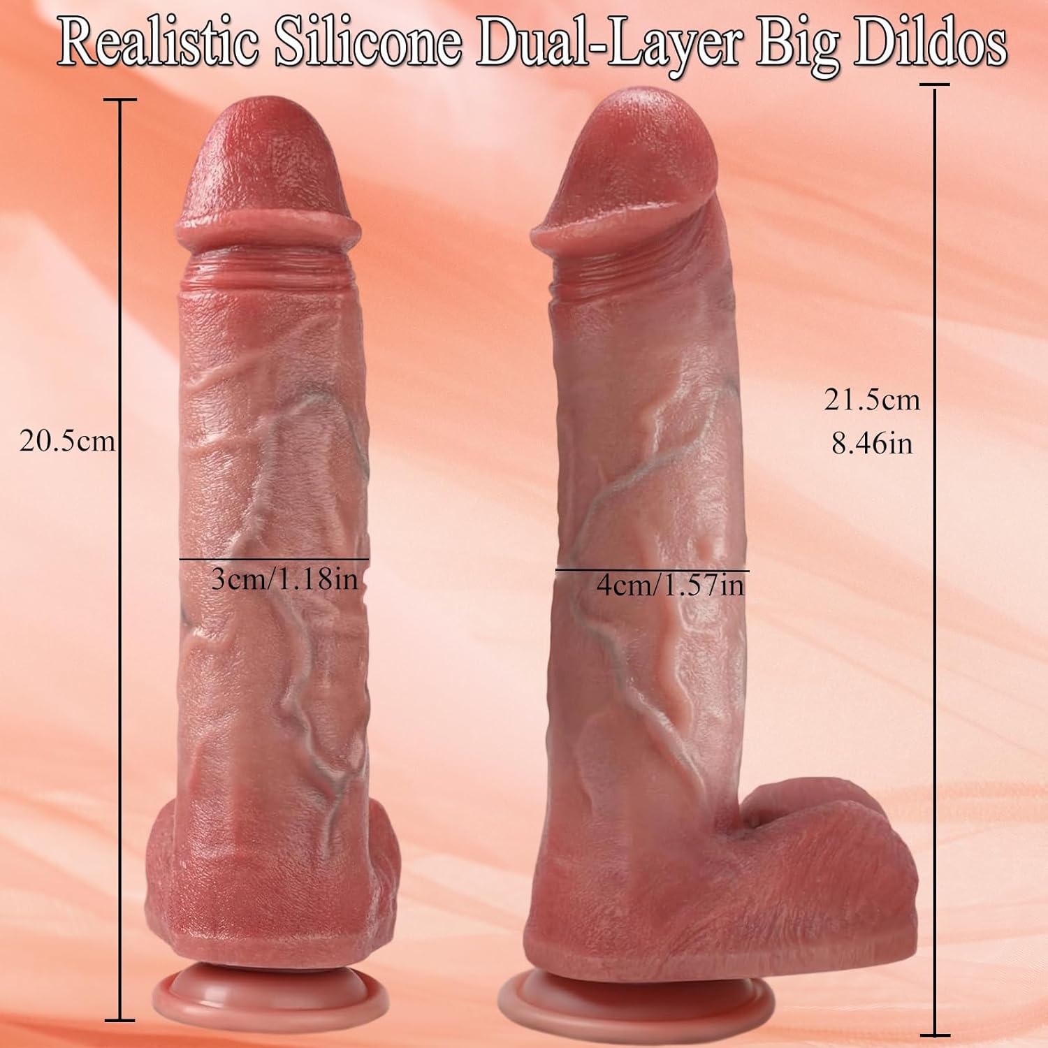 Strap On Dildo Harness Sex Toys with 2 Removeable 8.5 Inch Big Realistic Dildo,Soft Liquid Silicone Adjustable Strapless Strapon Wearable Pants G-Spot Anal Sex Toy for Women & Lesbian