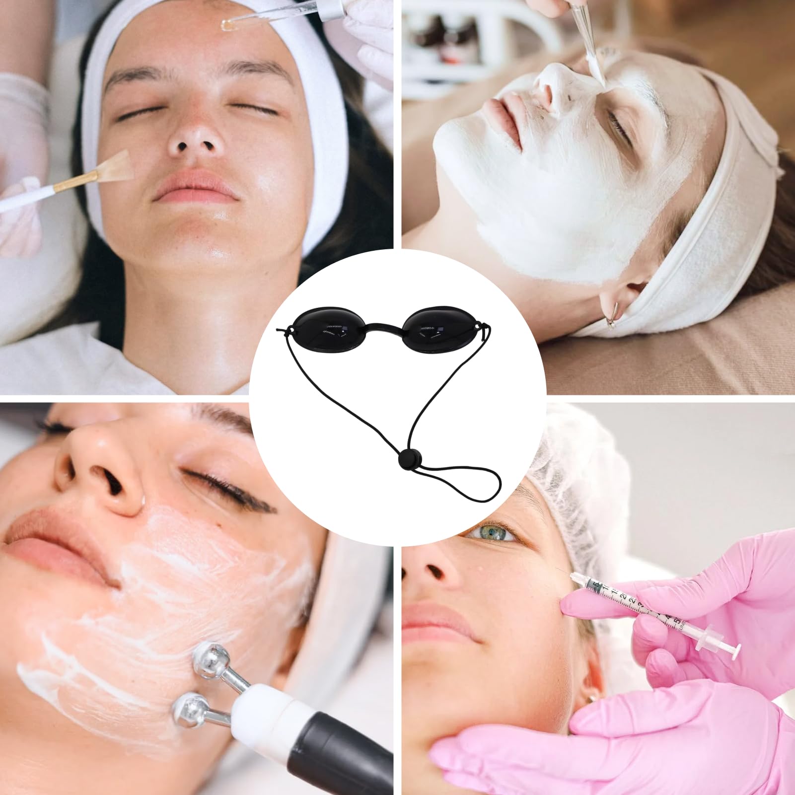 Okulary solarium, ochrona przed promieniowaniem UV, okulary ochronne na podczerwień do solarium i zabiegów IPL, ultracienkie z regulowanym elastycznym paskiem, do opalania i laserów