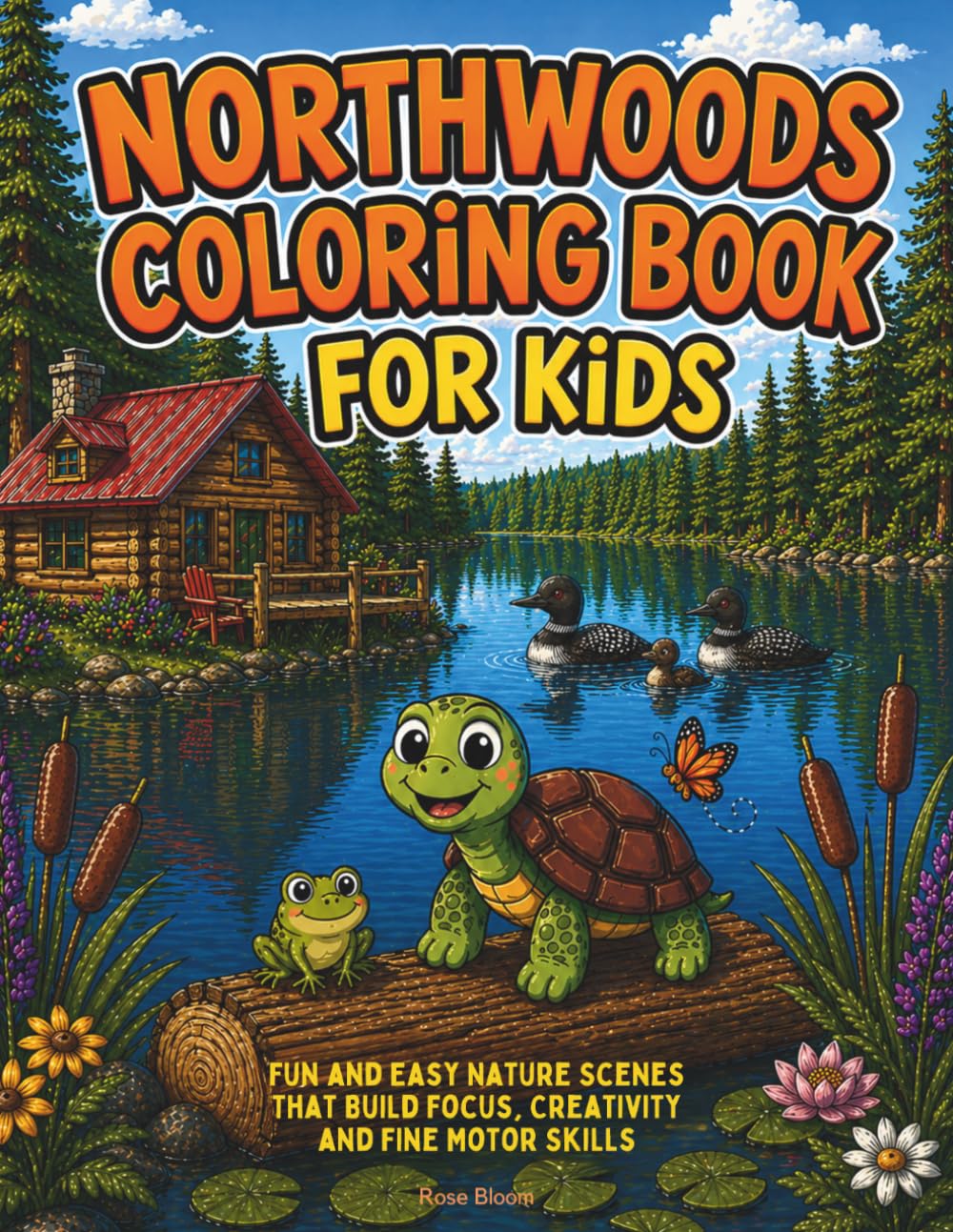 NORTHWOODS COLORING BOOK FOR KIDS: Fun and Easy Nature Scenes That Build Focus, Creativity, and Fine Motor Skills
