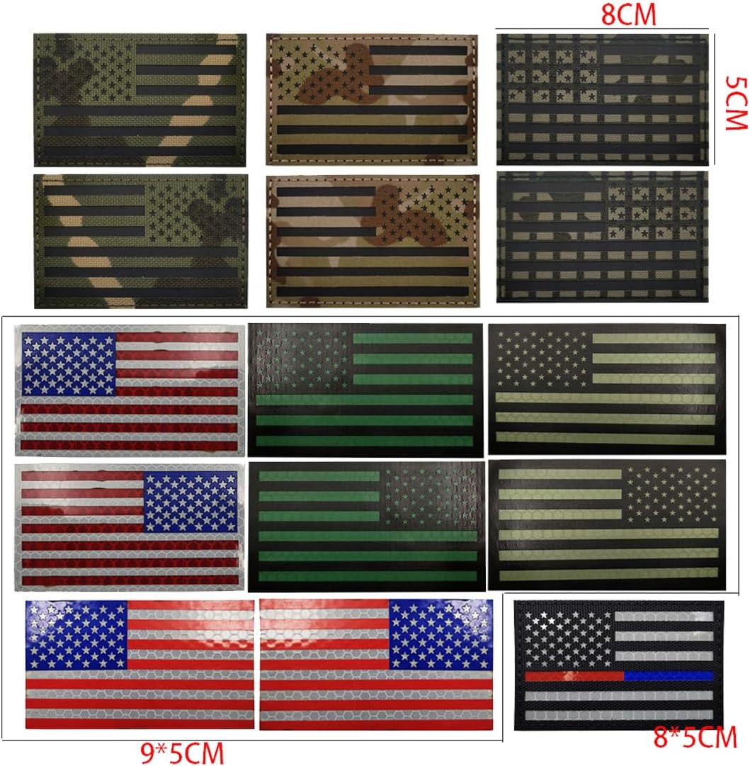 AliPlus 2PCS America Flag Patches Reflective Morale Patch Hook and Loop