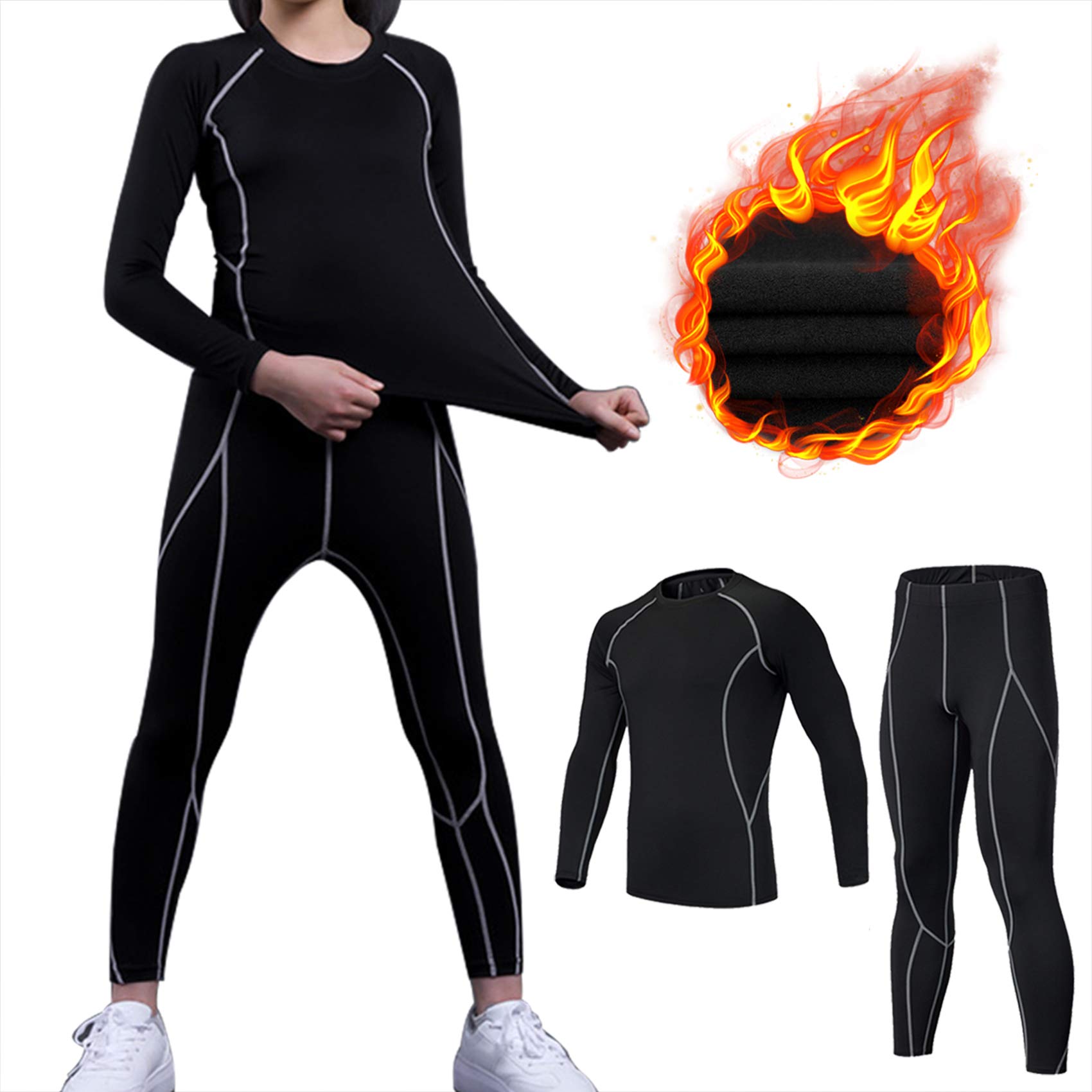 TBoonor Biancheria Intima Termica per Bambini Set di Biancheria Intima da Sci Bambini Funzionale Camicia Termico Pantaloni per Running Sport Invernali Bambini Intimo Termico Set
