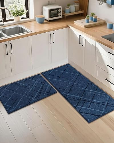 Miniatura 8 de COSY HOMEER Alfombras de cocina, 2 alfombras de cocina antideslizantes, lavables, absorbentes, para suelo de cocina, alfombra de poliéster para