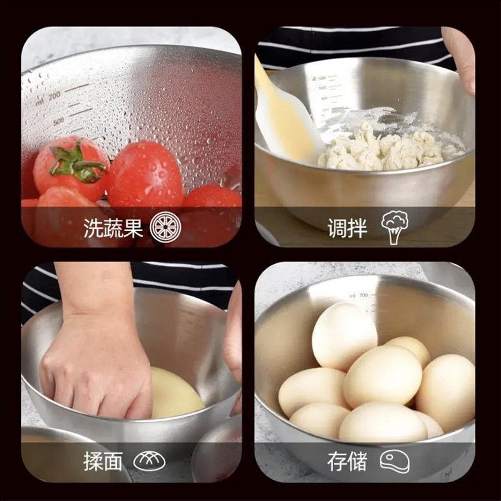 Recipiente for Cocinar De Acero Inoxidable for Mezclar Para Amasar Masa