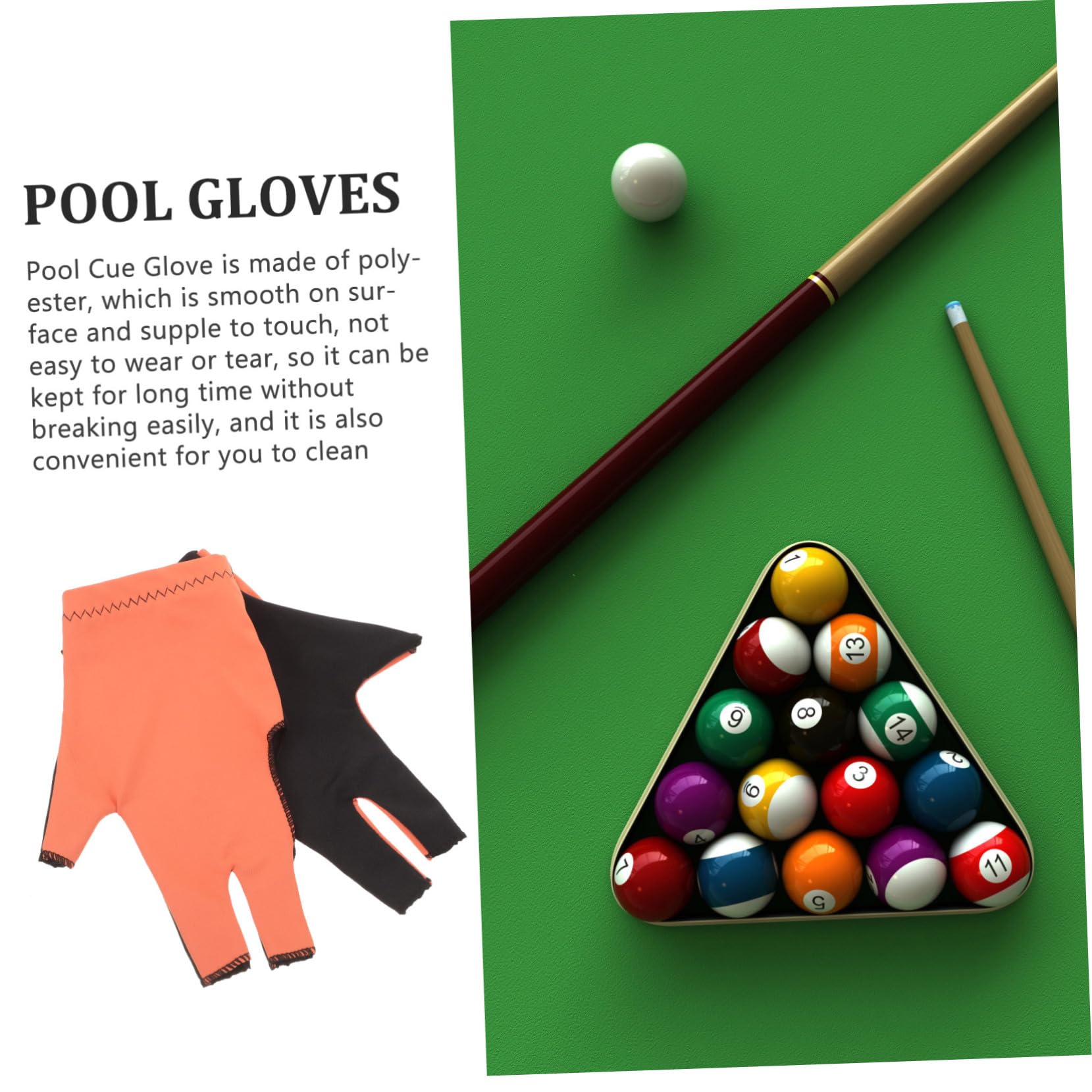 KESYOO Billiards Gloves Left Hand Orange Snooker Cue Accessory Pool Table Gloves