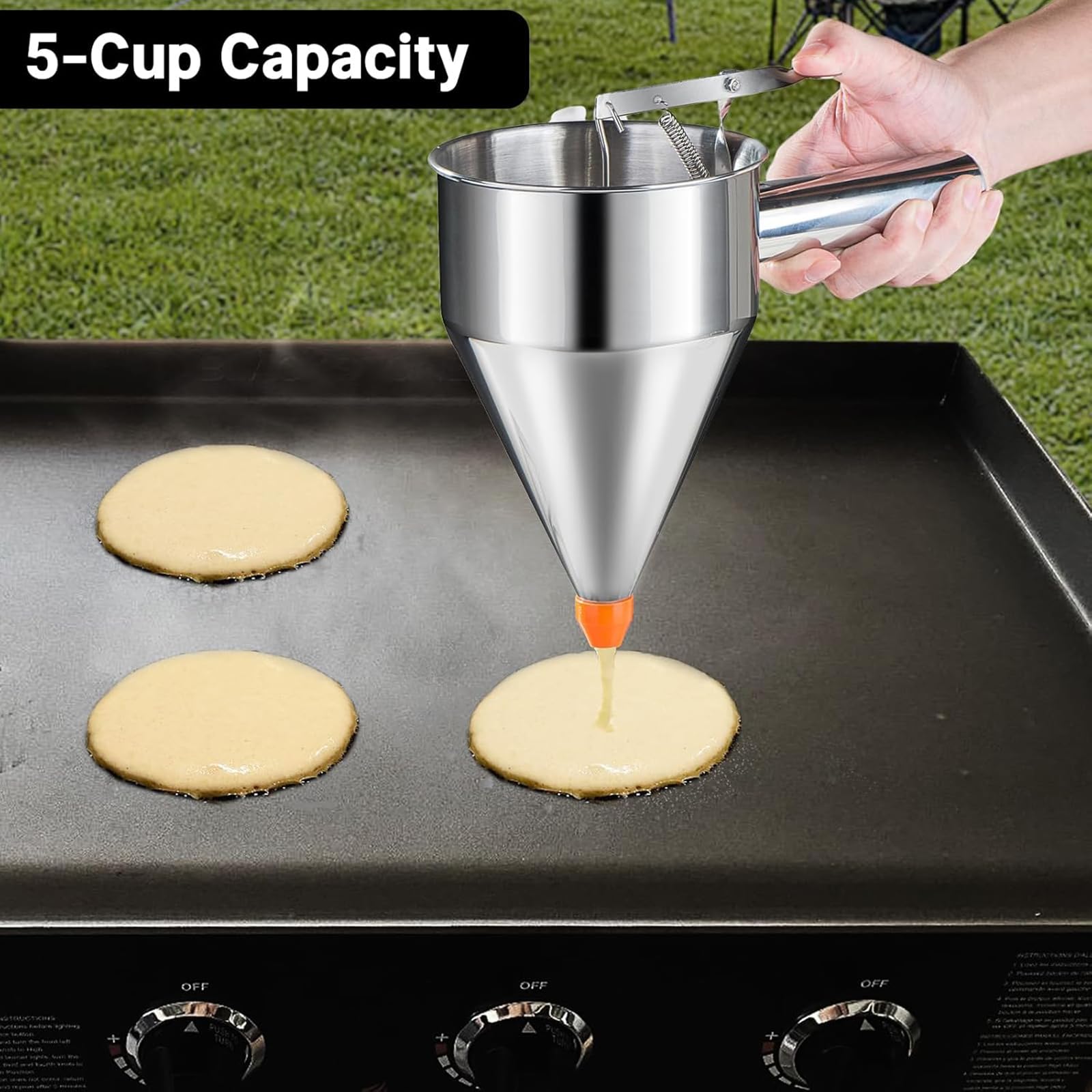 Edelstahl Teigspender, Backzubehör, Pastenspender, Backteig Trichter, geeignet für Waffeln und Kuchen, Speckpresse