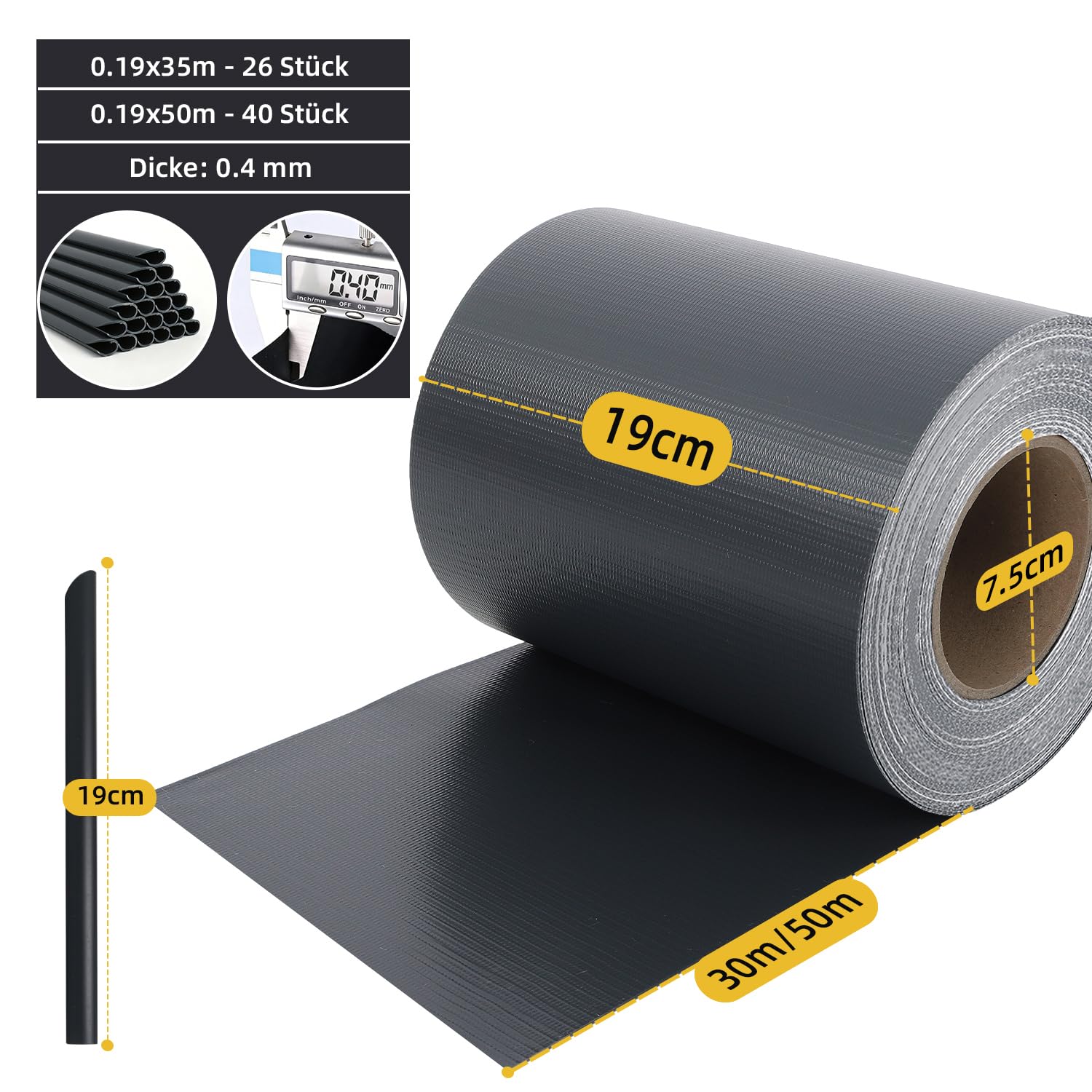 Sekey PVC Sichtschutzstreifen für Doppelstabmatten 35m x 19cm - 26 Befestigungsclips, Doppelstabmattenzaun Sichtschutz, Anti-UV Wetterfest Stabmattenzaun Windschutz für Garten, Anthrazit