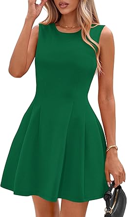 PRETTYGARDEN Summer A Line Dresses for Women Elegant Classy | Sleeveless Tank Top, Fit and Flare Graduation Party Dress, Business Casual Work Clothes, Spring Short Cocktail Date Outfits