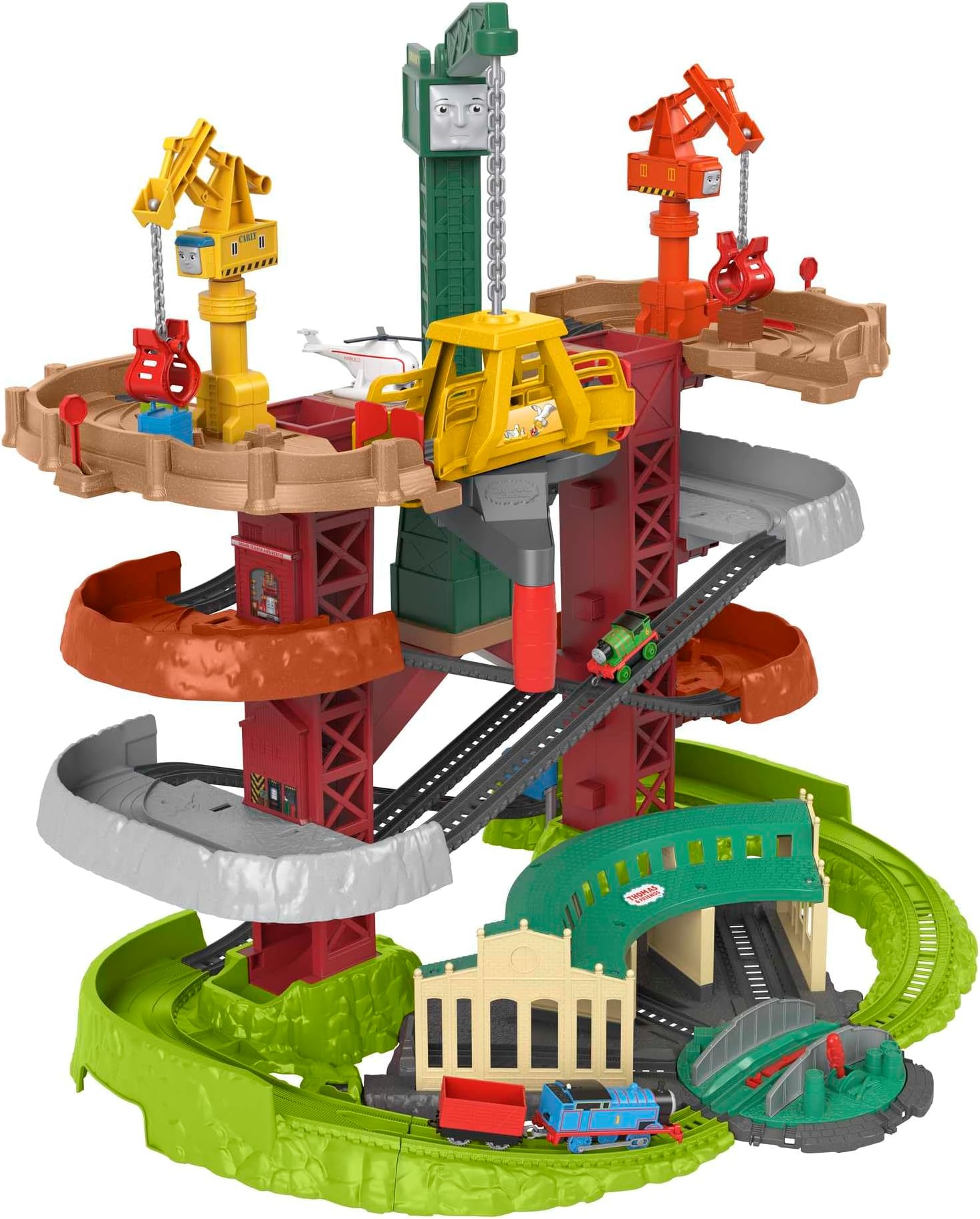 Trains & Cranes Super Tower, motorized train and track set for preschool kids ages 3 years and up (Amazon Exclusive)