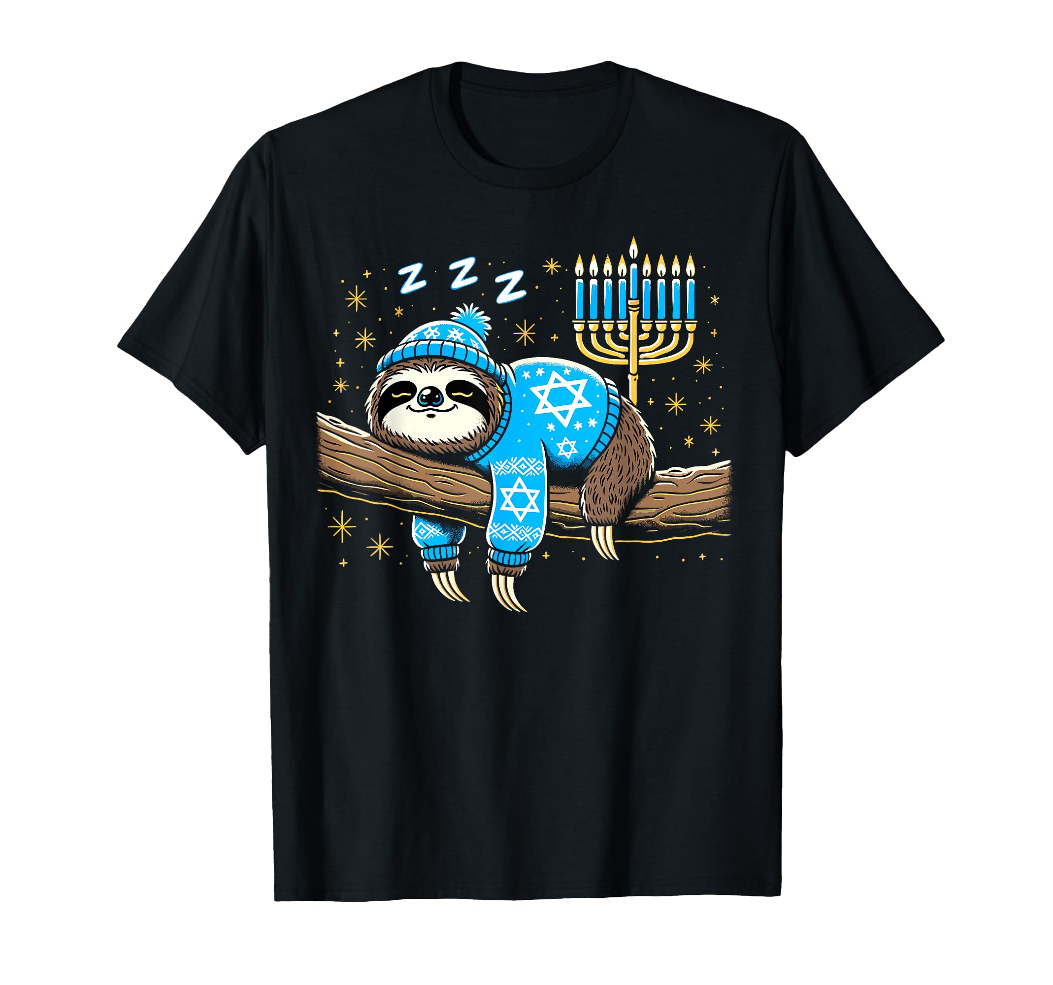 Amazon.com: Funny Hanukkah Sloth Jewish Chanukah Sleeping Hanukkah PJs ...