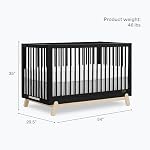 Dream On Me Hygge 5-in-1 Convertible Crib in Matte Black Vintage, JPMA & Greenguard Gold Certified, Converts from Baby Crib to Toddler Bed, Daybed/Kids Sofa and Full-Size Bed