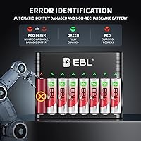 Vista 6 de EBL Baterías AA recargables de litio con cargador, paquete de 8 baterías AA de litio recargables de voltaje constante de 3000 mwh 1.5 V, batería AA