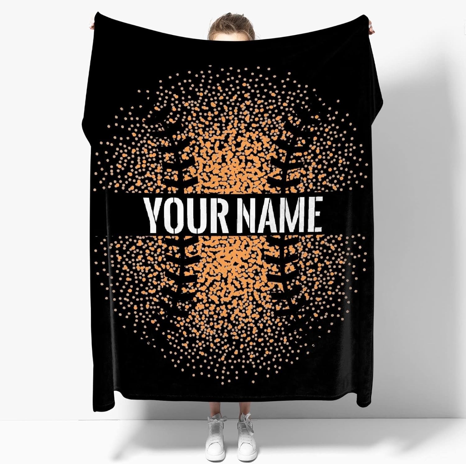ARAHANT Personalized Baseball Blanket with Name, Custom Text Throw Blanket, Baseball Gift for Girl Boy, Soft and Comfortable, 60" x 50" for Teen