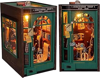 Spilay DIYブックヌークキット、DIYドールハウスBooknook本棚インサートデコアレイ、LEDライト付きブックエンドモデルビルドキット、誕生日クリスマスとバレンタインデーのための手作りの工芸ギフト(マジックノート) TL6