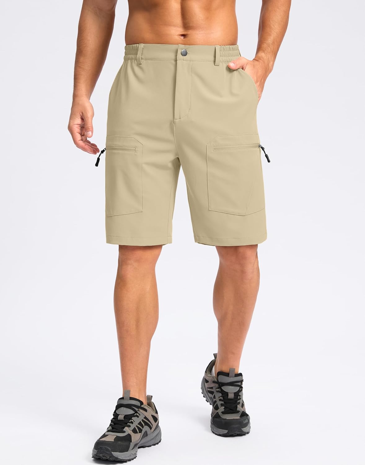 Pudolla Men's Hiking Cargo Shorts 9" Lightweight Stretch Travel Work Shorts for Men Outdoor Casual with 5 Pockets - Image 2