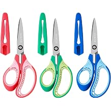 7" Real Left Handed Kids Scissors for 8+,Pointed Tip with Cover