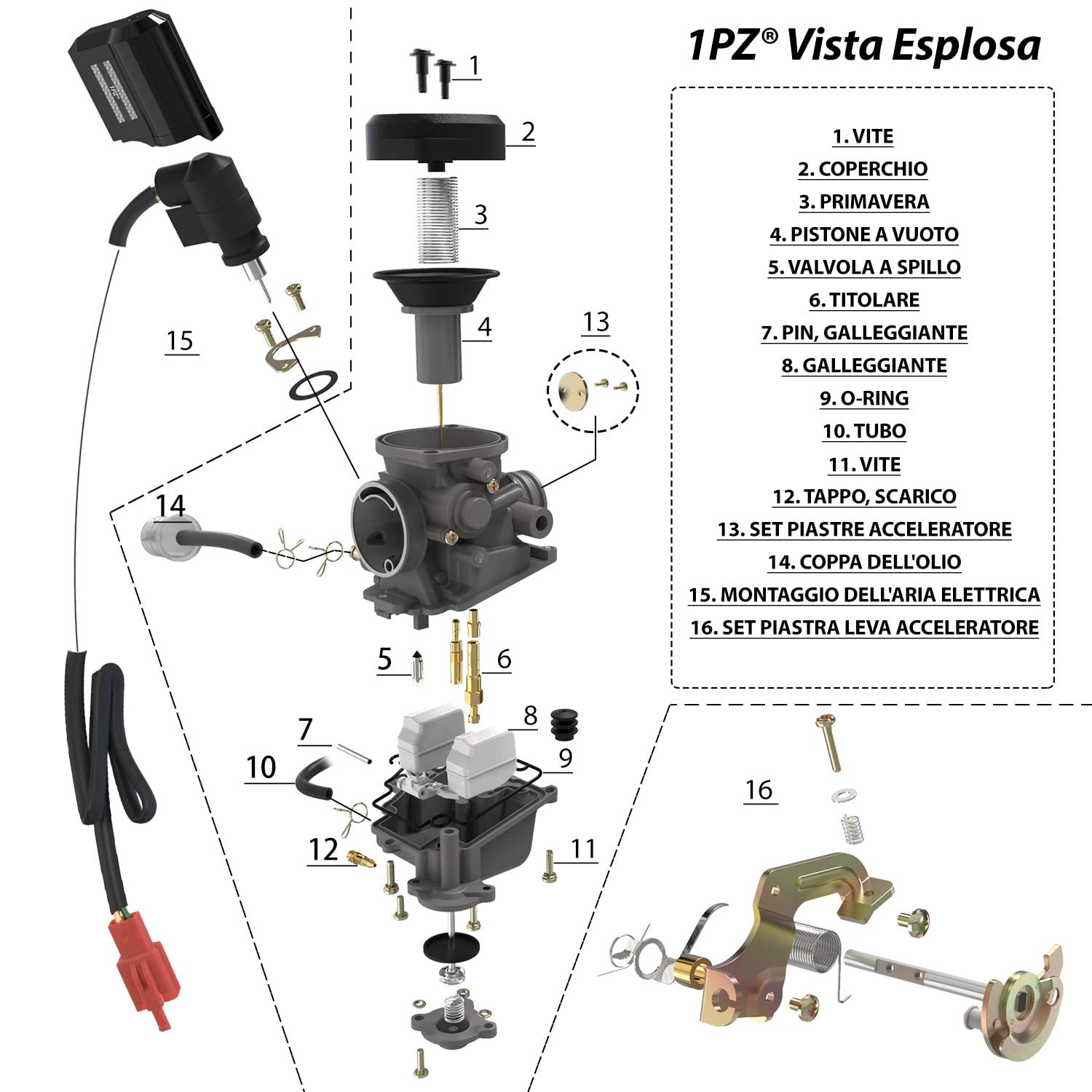 1PZ PD18 Carburatore 18 mm per GY6 49cc 50cc Scooter ATV 139QMB 139QMA | Compatibile con Motori 4 Tempi, Taotao, Kymco, Jonway, Baja, NST e Ciclomotore