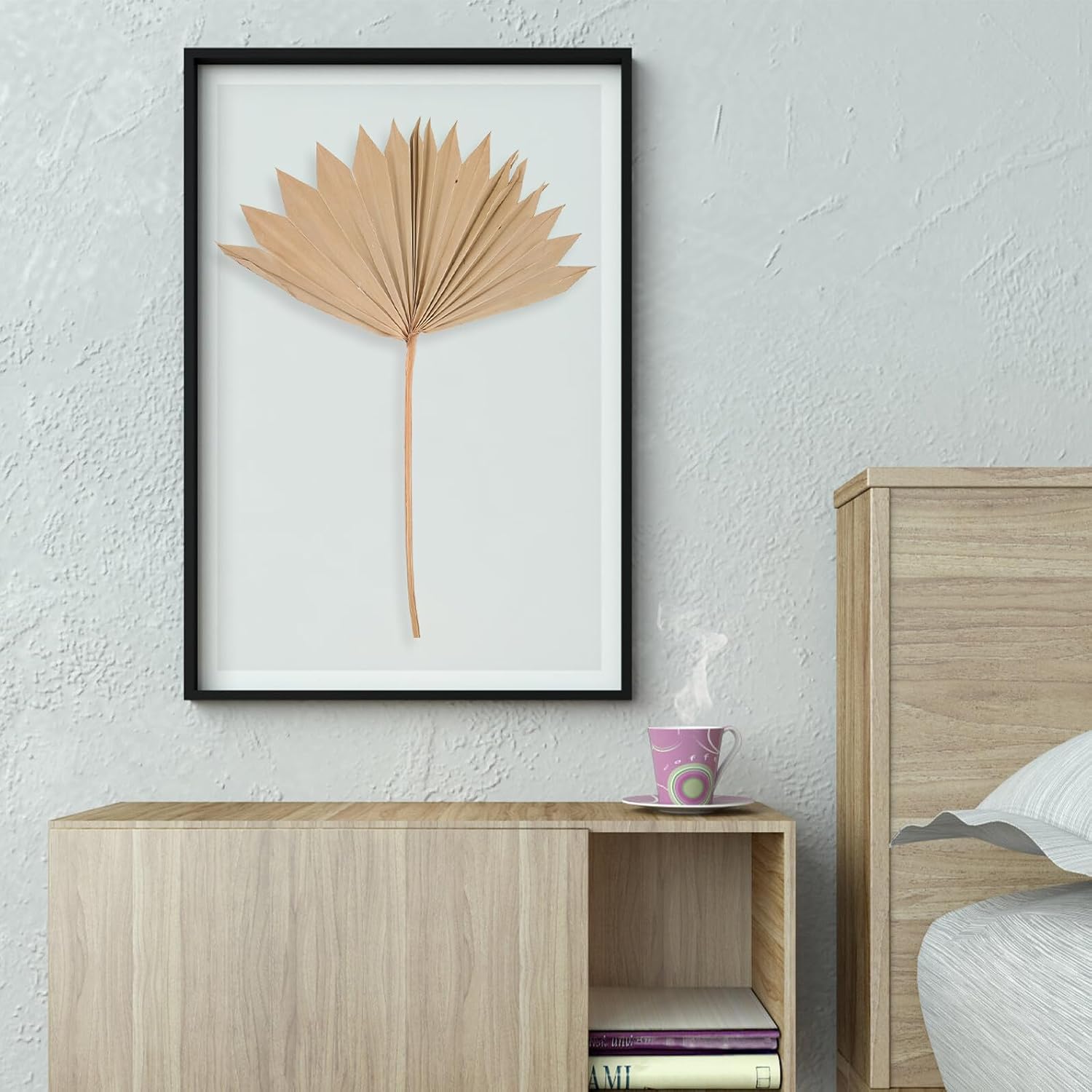 Alipis 4Pcs Natural Dried Palm Leaf Fan Decor Set, Vivid Artificial Palm Leaves for Wedding Party Home Wall Hanging Ornament, Boho Vase Art Decoration