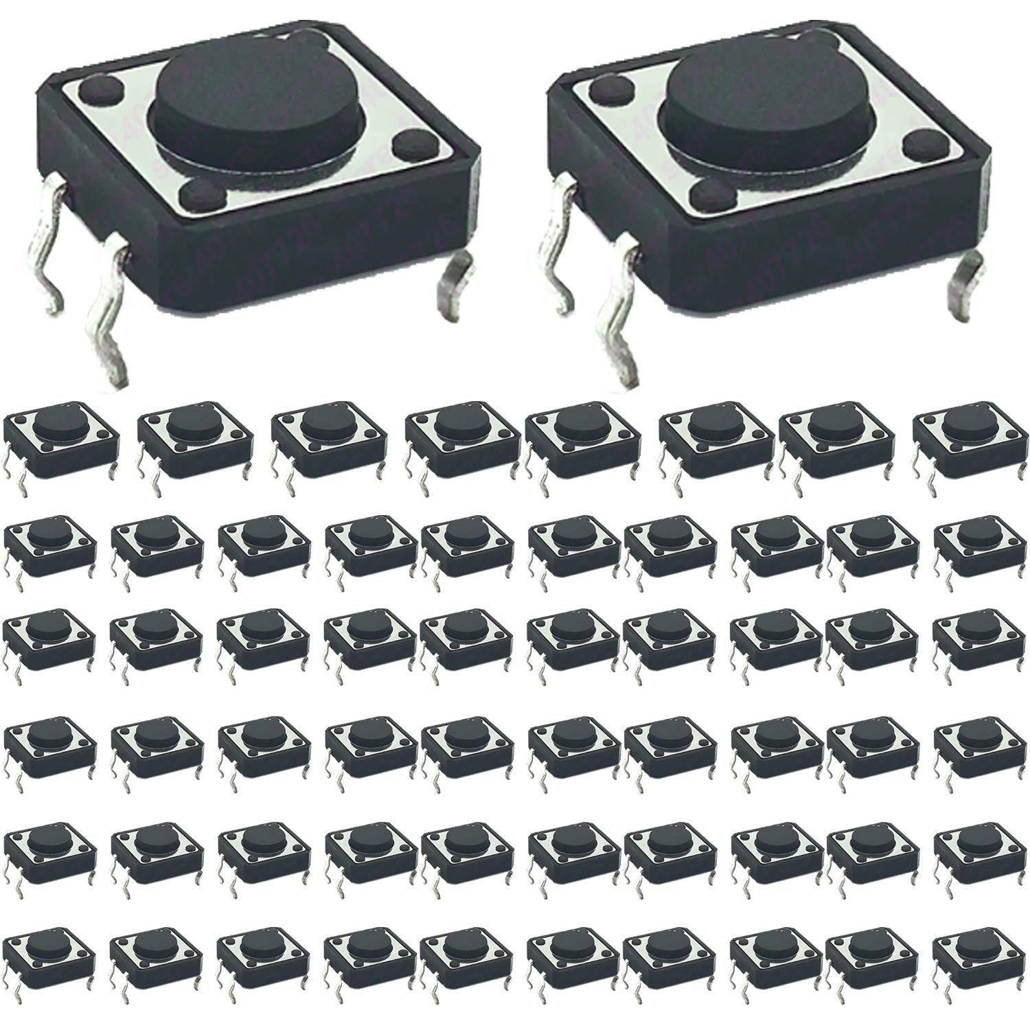 Amazon.co.jp: 60ケ 12mm×12mm×8mm 4ピン タクトスイッチ 垂直