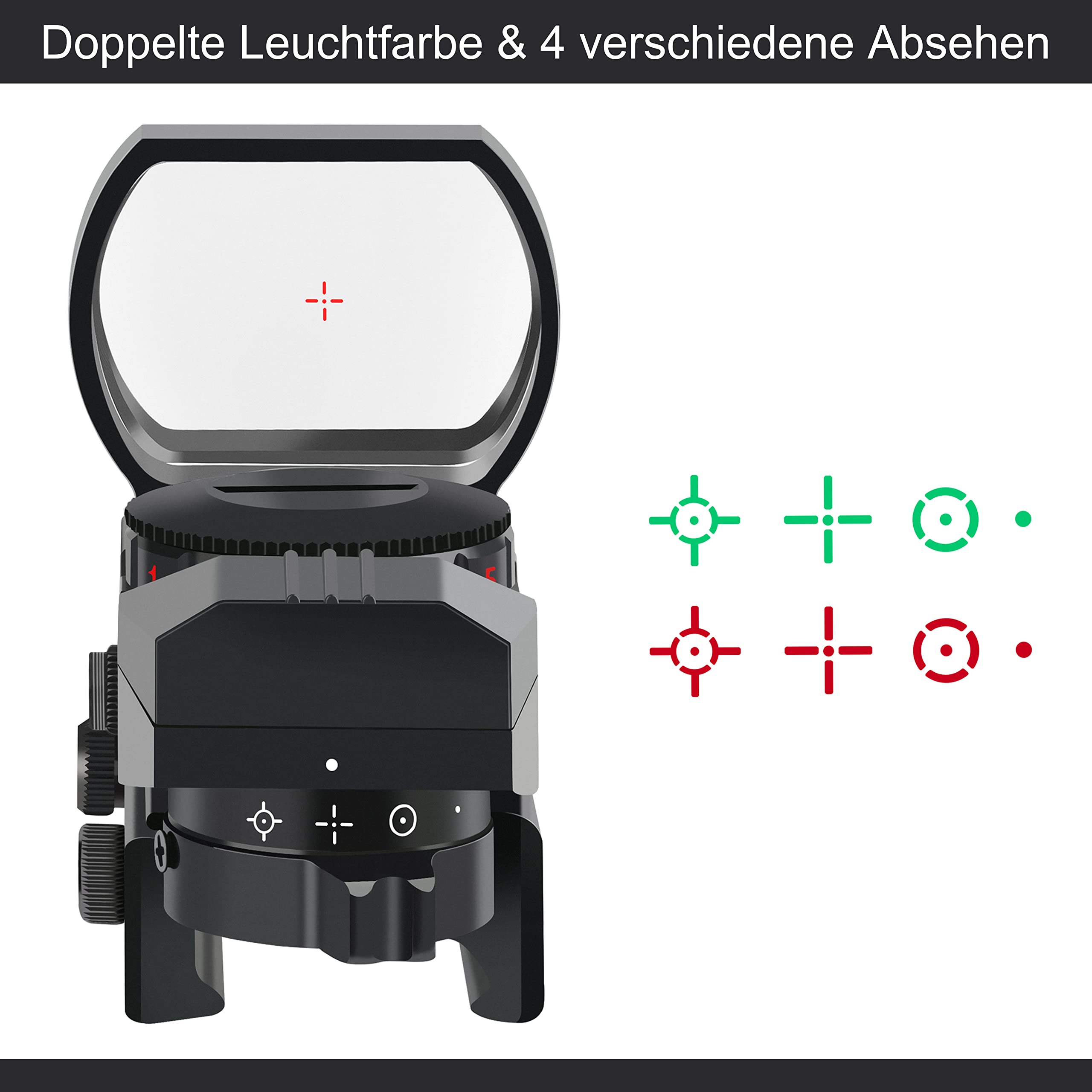 Feyachi Red Dot Visier Red Green Leuchtpunktvisier Reflex Sight mit einstellbares taktisch Rot und Grün Fadenkreuz Zielfernrohr Reflexvisier kompatibel mit 20mm/22mm Picatinny
